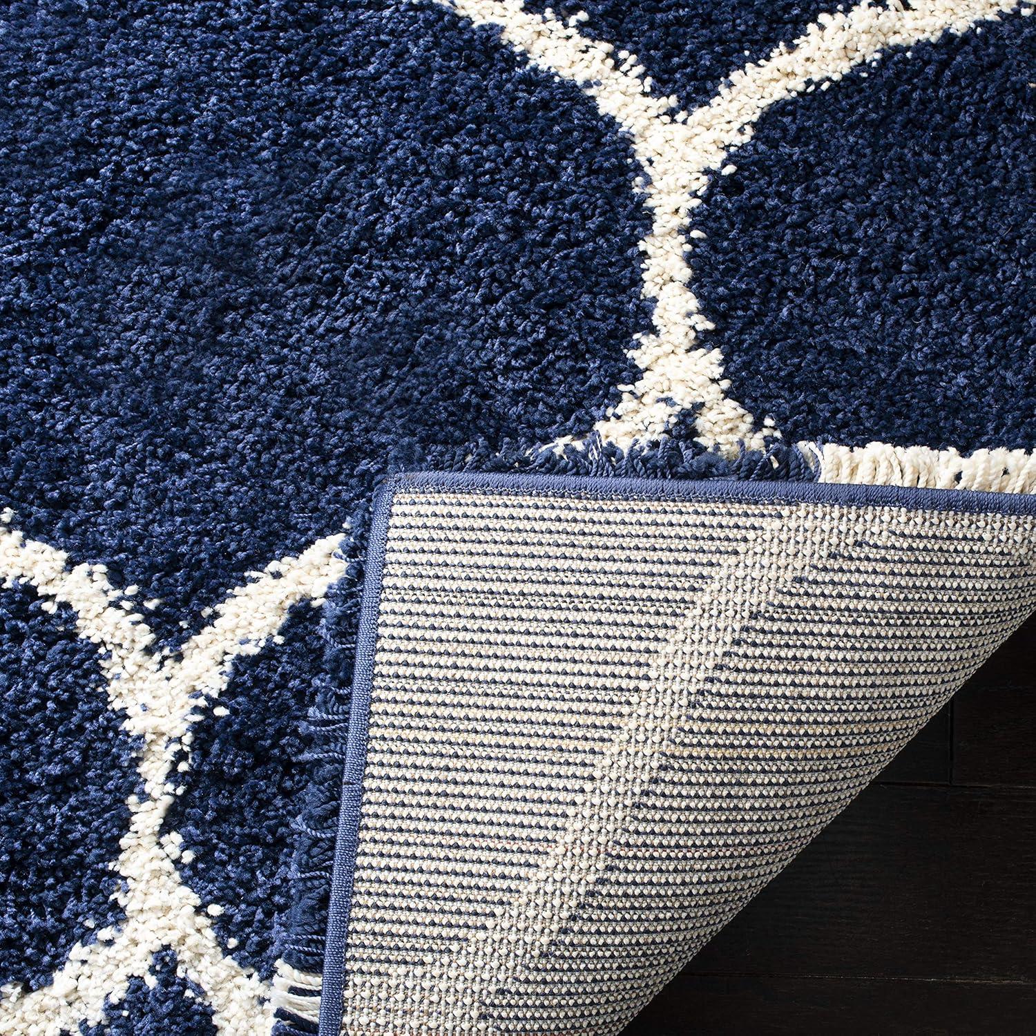 image:imageSAFAVIEH Hudson Shag Collection Area Rug 53 x 76 Grey amp Ivory Moroccan Trellis Design NonShedding amp Easy Care 2inch Thick Ideal for High Traffic Areas in Living Room Bedroom SGH280BNavyIvory