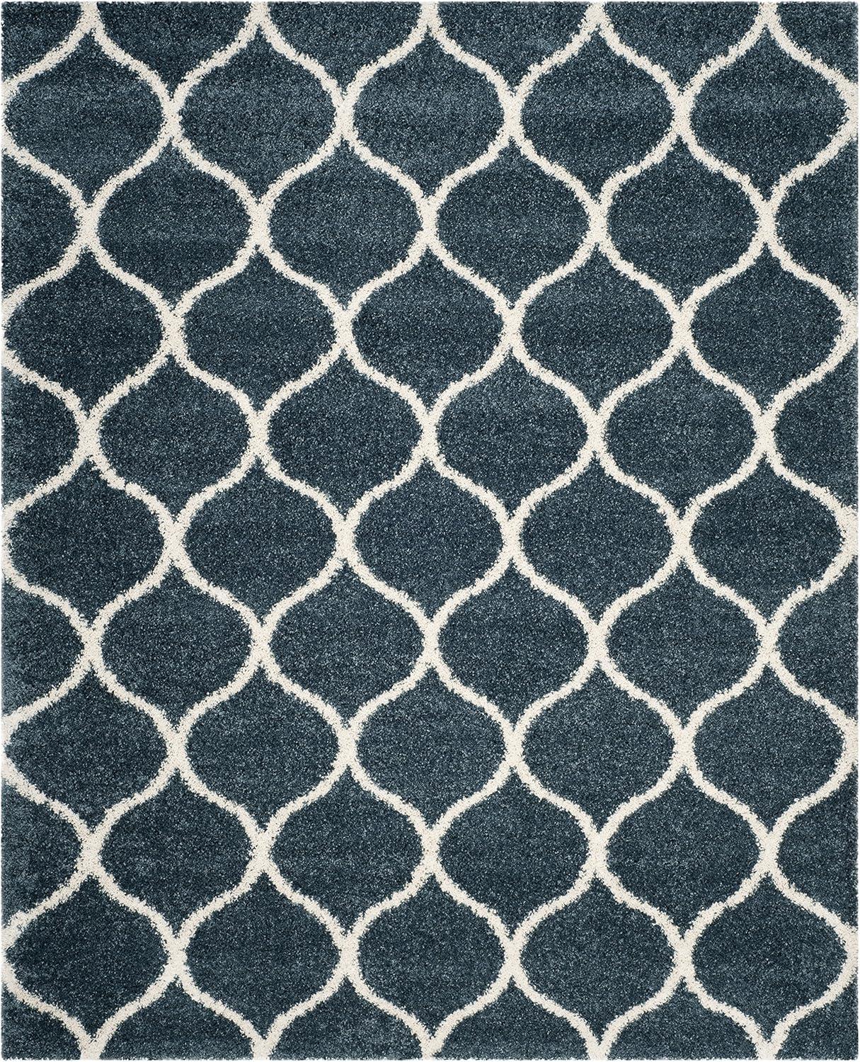 image:imageSAFAVIEH Hudson Shag Collection Area Rug 53 x 76 Grey amp Ivory Moroccan Trellis Design NonShedding amp Easy Care 2inch Thick Ideal for High Traffic Areas in Living Room Bedroom SGH280BSlate BlueIvory