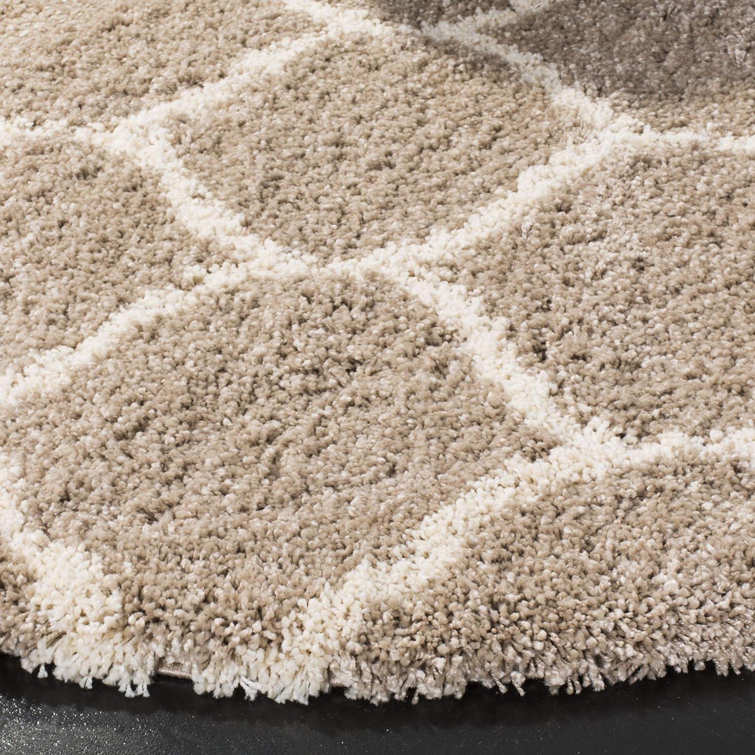 image:imageSAFAVIEH Hudson Shag Collection Area Rug 53 x 76 Grey amp Ivory Moroccan Trellis Design NonShedding amp Easy Care 2inch Thick Ideal for High Traffic Areas in Living Room Bedroom SGH280BBeigeIvory