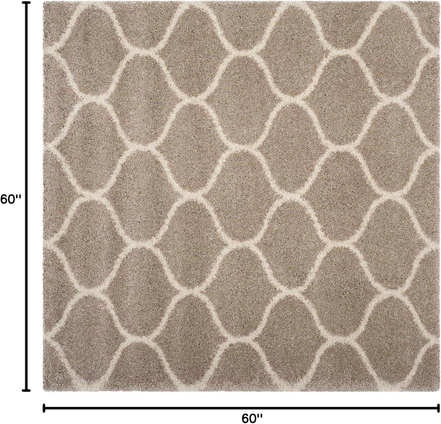 image:imageSAFAVIEH Hudson Shag Collection Area Rug 53 x 76 Grey amp Ivory Moroccan Trellis Design NonShedding amp Easy Care 2inch Thick Ideal for High Traffic Areas in Living Room Bedroom SGH280BBeigeIvory