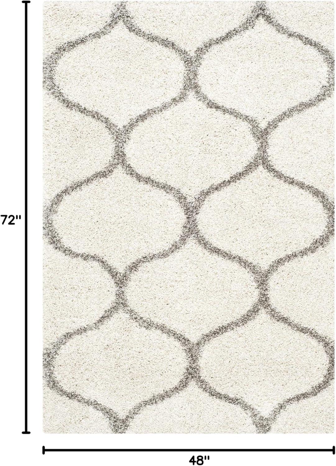 image:imageSAFAVIEH Hudson Shag Collection Area Rug 53 x 76 Grey amp Ivory Moroccan Trellis Design NonShedding amp Easy Care 2inch Thick Ideal for High Traffic Areas in Living Room Bedroom SGH280BIvoryGrey