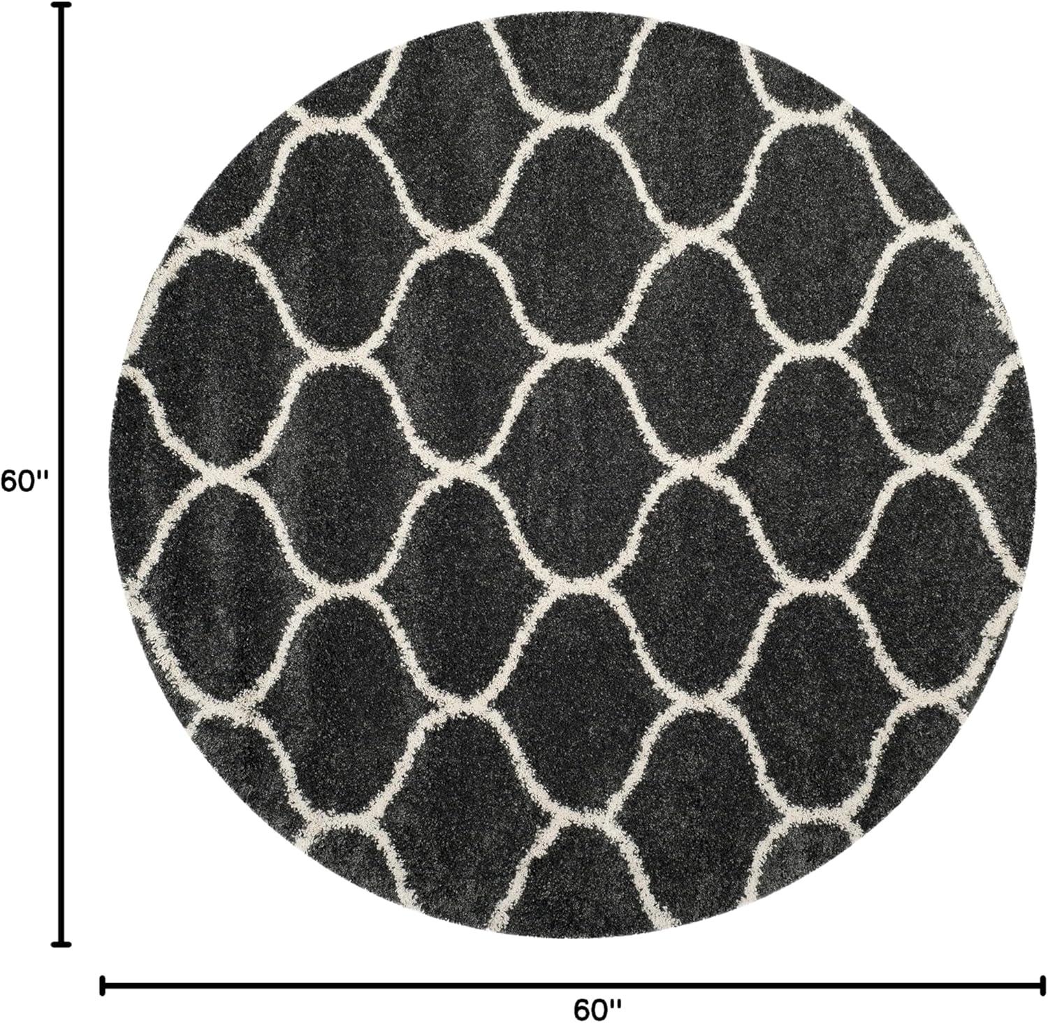 image:imageSAFAVIEH Hudson Shag Collection Area Rug 53 x 76 Grey amp Ivory Moroccan Trellis Design NonShedding amp Easy Care 2inch Thick Ideal for High Traffic Areas in Living Room Bedroom SGH280BDark GreyIvory