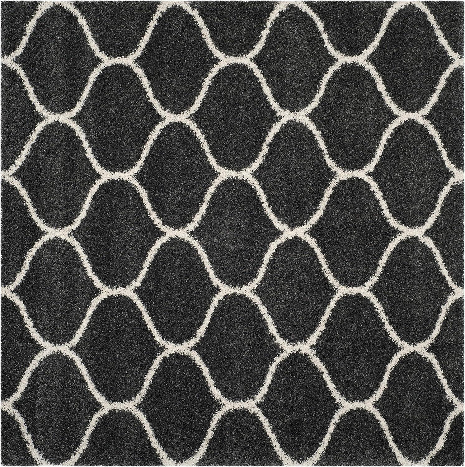 image:imageSAFAVIEH Hudson Shag Collection Area Rug 53 x 76 Grey amp Ivory Moroccan Trellis Design NonShedding amp Easy Care 2inch Thick Ideal for High Traffic Areas in Living Room Bedroom SGH280BDark GreyIvory