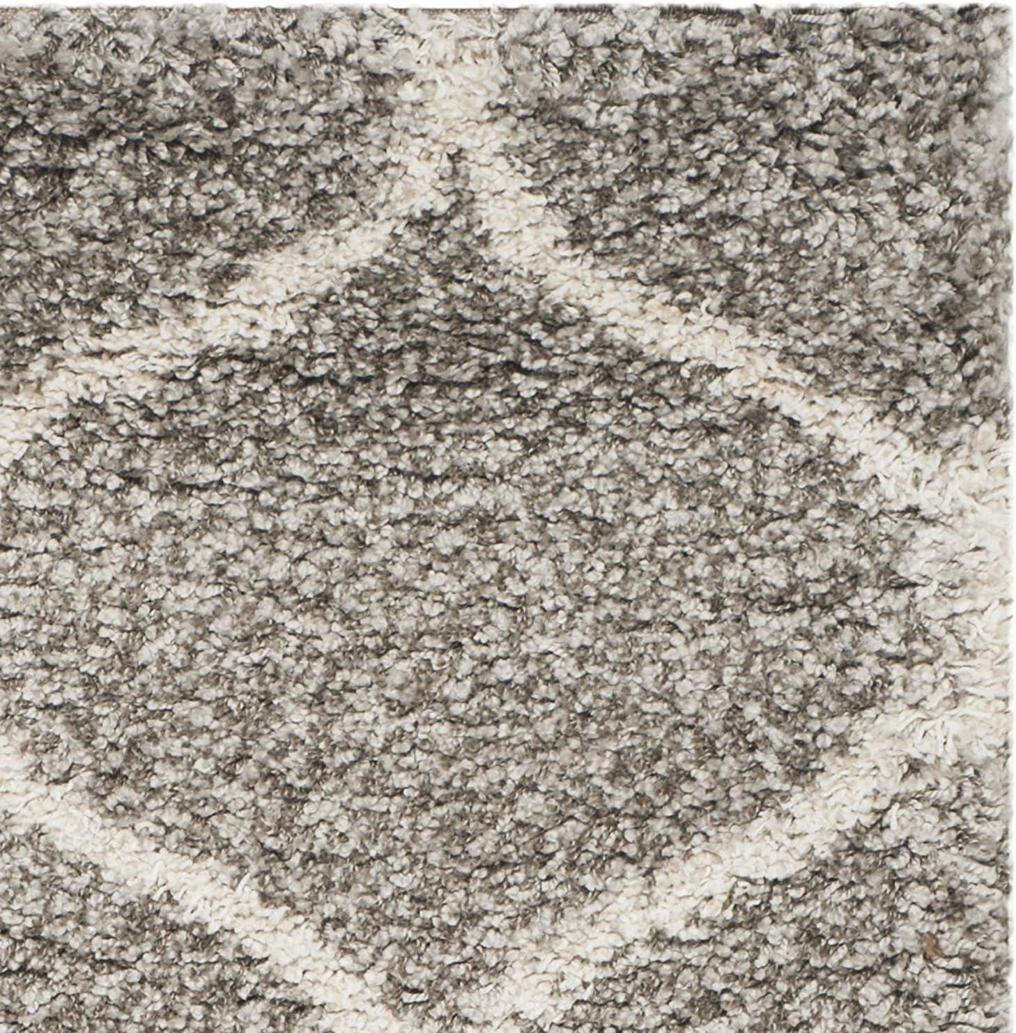 image:imageSAFAVIEH Hudson Shag Collection Area Rug 53 x 76 Grey amp Ivory Moroccan Trellis Design NonShedding amp Easy Care 2inch Thick Ideal for High Traffic Areas in Living Room Bedroom SGH280BGreyIvory