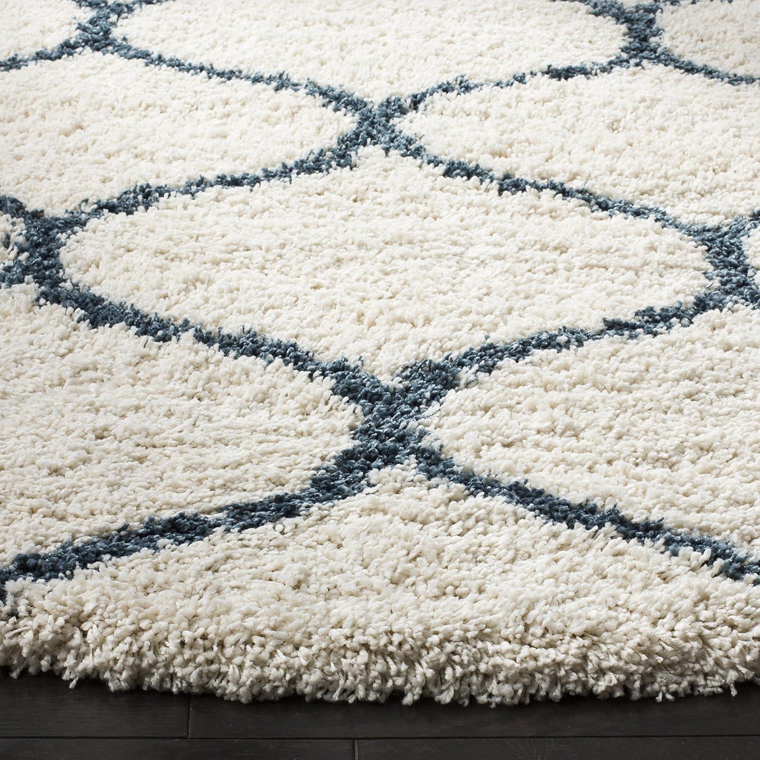 image:imageSAFAVIEH Hudson Shag Collection Area Rug 53 x 76 Grey amp Ivory Moroccan Trellis Design NonShedding amp Easy Care 2inch Thick Ideal for High Traffic Areas in Living Room Bedroom SGH280BIvorySteel Blue