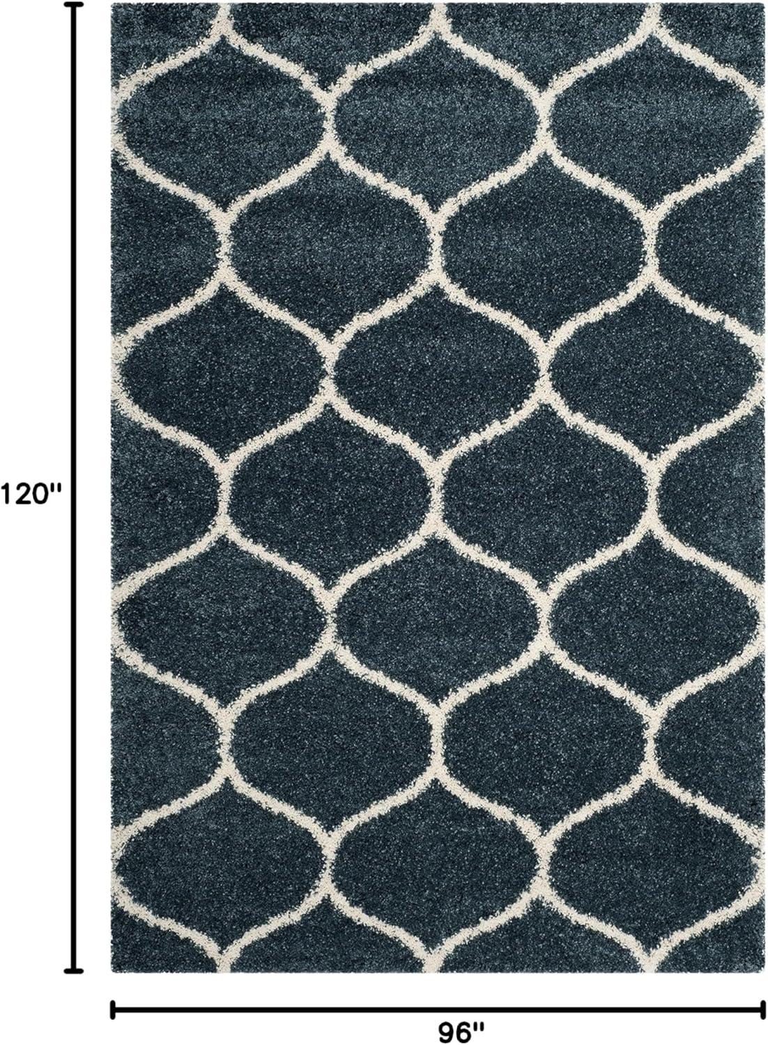 image:imageSAFAVIEH Hudson Shag Collection Area Rug 53 x 76 Grey amp Ivory Moroccan Trellis Design NonShedding amp Easy Care 2inch Thick Ideal for High Traffic Areas in Living Room Bedroom SGH280BSlate BlueIvory