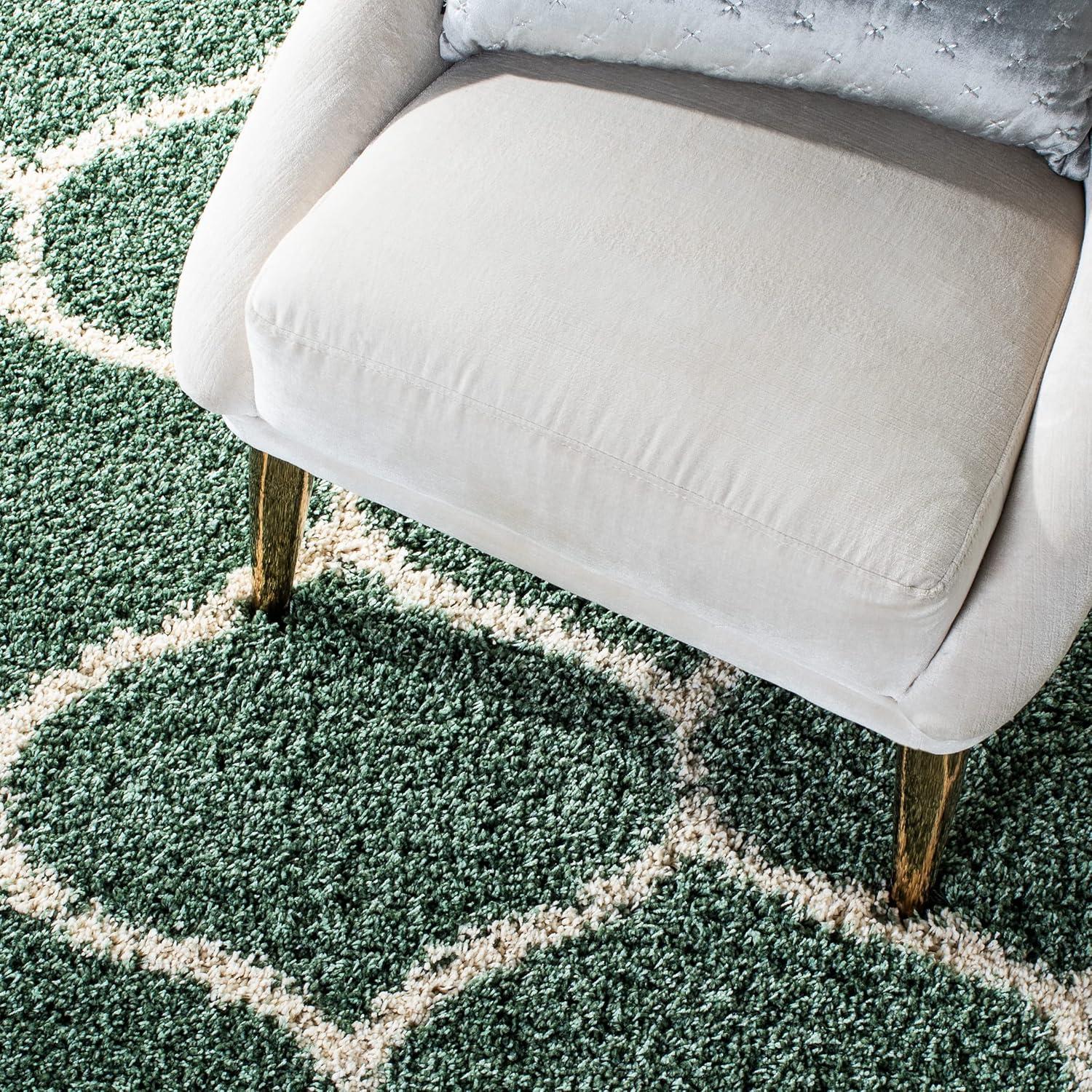 image:imageSAFAVIEH Hudson Shag Collection Area Rug 53 x 76 Grey amp Ivory Moroccan Trellis Design NonShedding amp Easy Care 2inch Thick Ideal for High Traffic Areas in Living Room Bedroom SGH280BLight GreenIvory