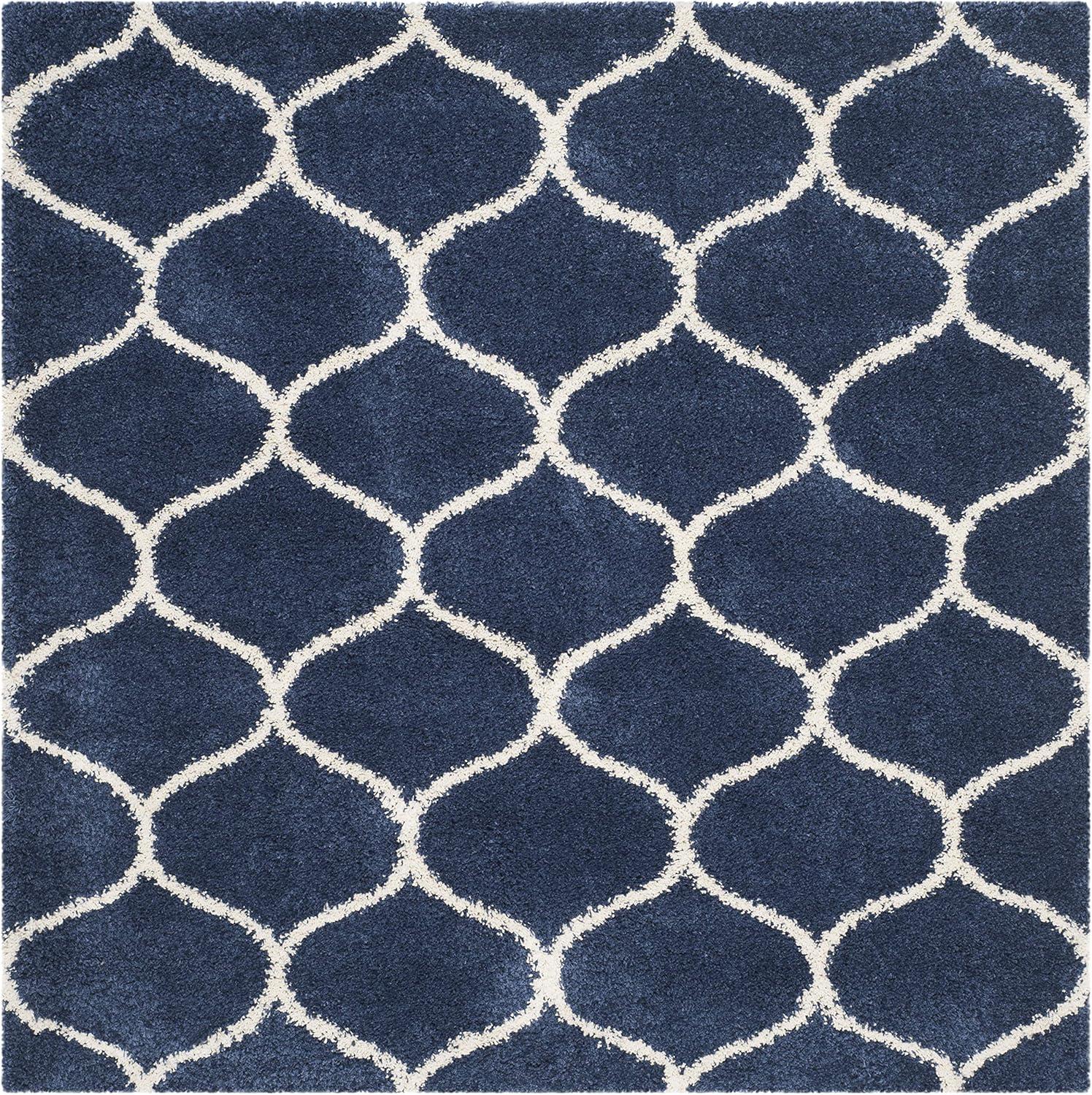image:imageSAFAVIEH Hudson Shag Collection Area Rug 53 x 76 Grey amp Ivory Moroccan Trellis Design NonShedding amp Easy Care 2inch Thick Ideal for High Traffic Areas in Living Room Bedroom SGH280BNavyIvory