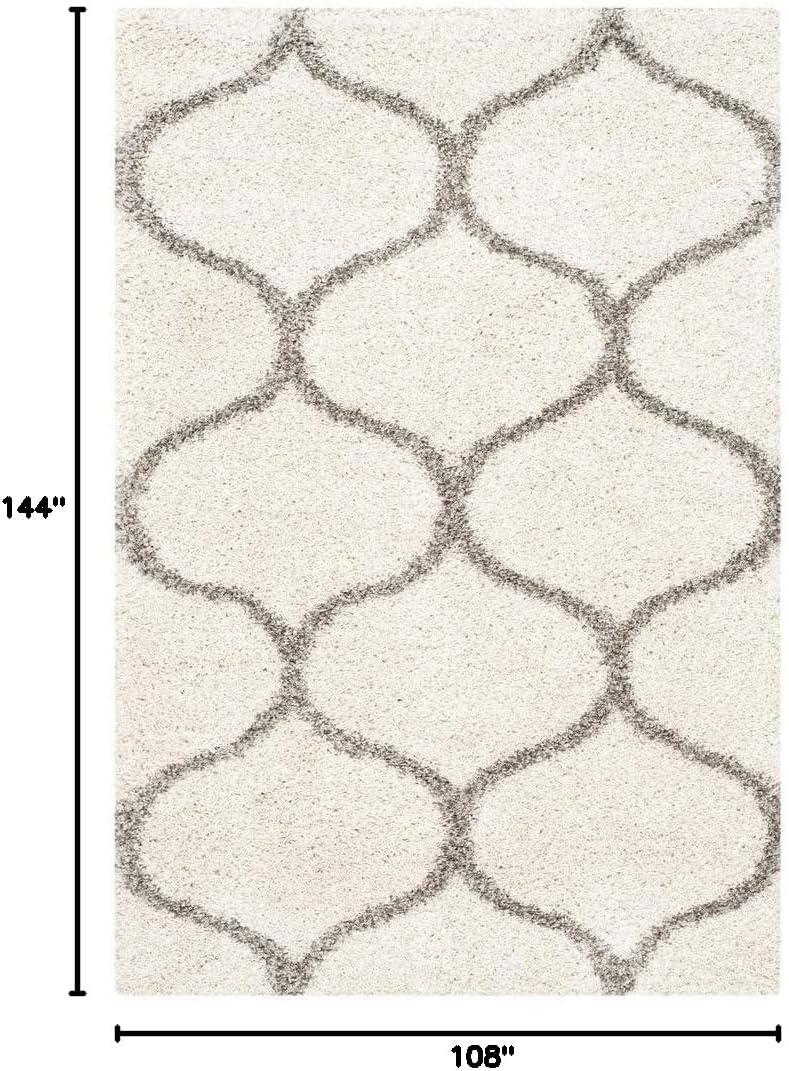 image:imageSAFAVIEH Hudson Shag Collection Area Rug 53 x 76 Grey amp Ivory Moroccan Trellis Design NonShedding amp Easy Care 2inch Thick Ideal for High Traffic Areas in Living Room Bedroom SGH280BIvorySteel Blue