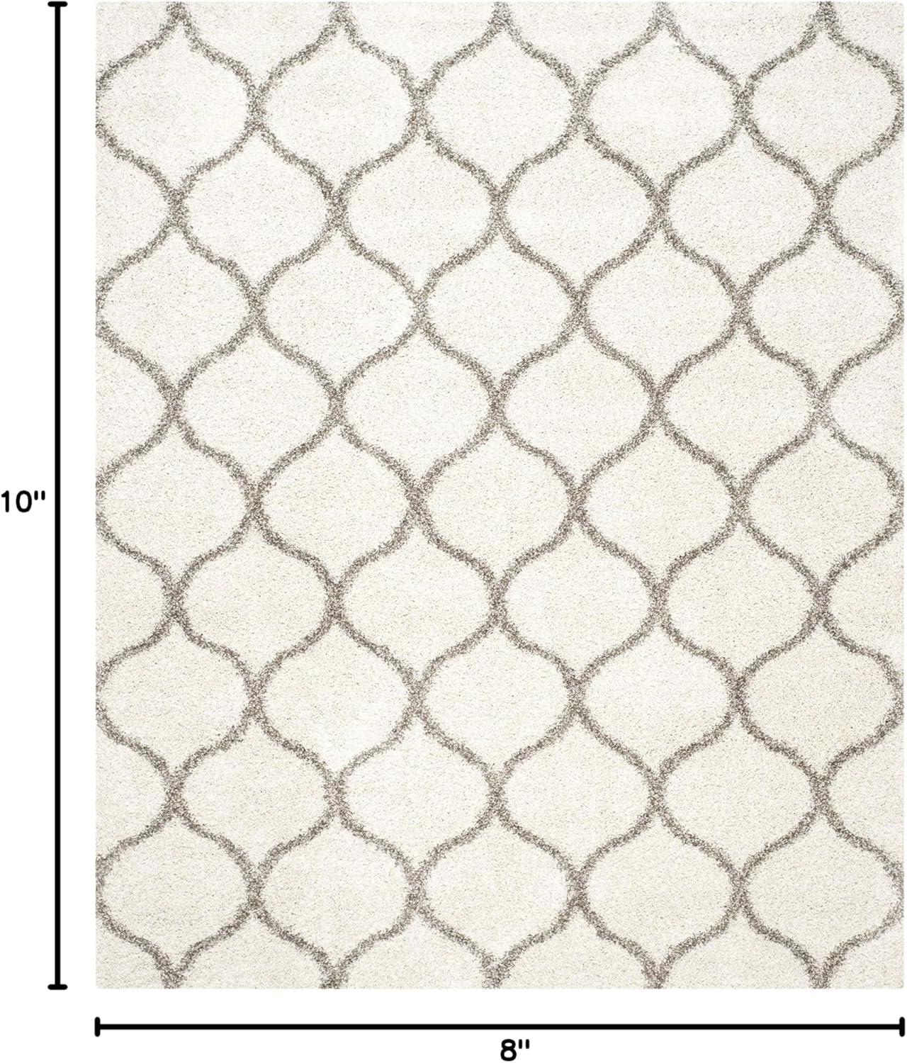 image:imageSAFAVIEH Hudson Shag Collection Area Rug 53 x 76 Grey amp Ivory Moroccan Trellis Design NonShedding amp Easy Care 2inch Thick Ideal for High Traffic Areas in Living Room Bedroom SGH280BIvoryGrey