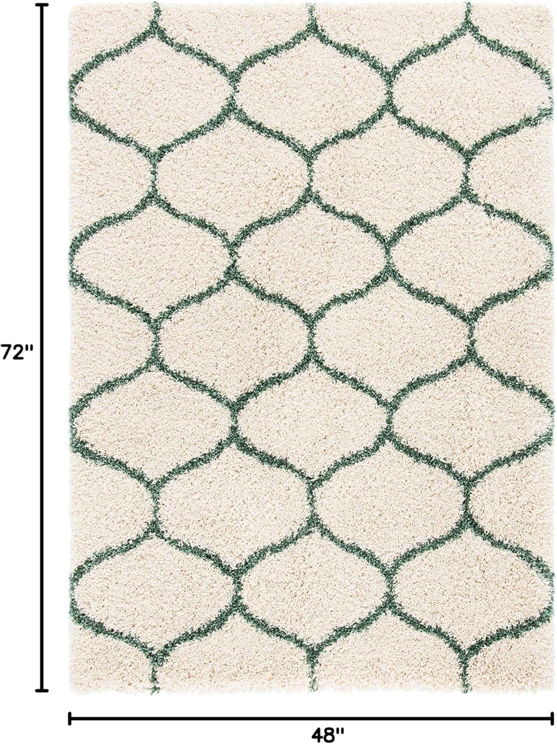 image:imageSAFAVIEH Hudson Shag Collection Area Rug 53 x 76 Grey amp Ivory Moroccan Trellis Design NonShedding amp Easy Care 2inch Thick Ideal for High Traffic Areas in Living Room Bedroom SGH280BIvoryGreen