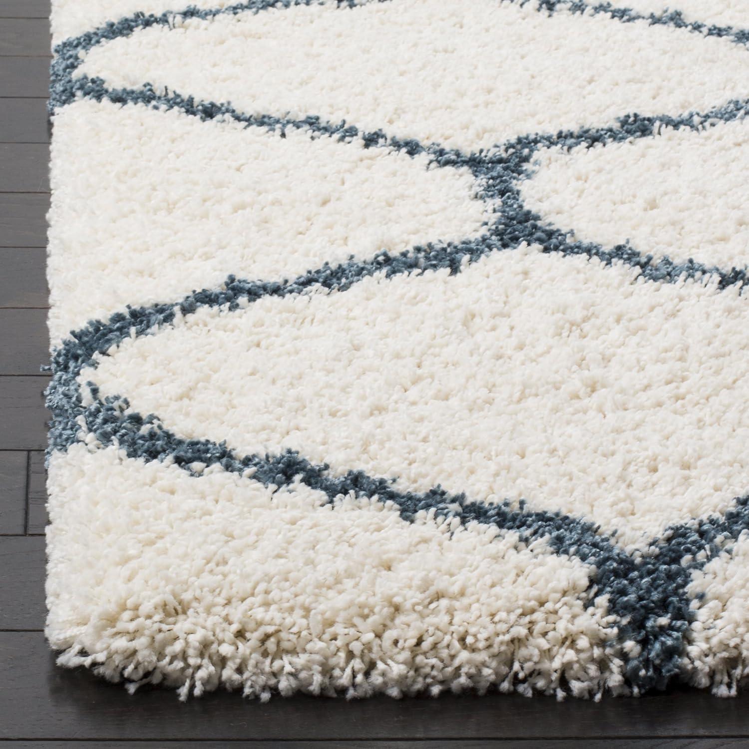 image:imageSAFAVIEH Hudson Shag Collection Area Rug 53 x 76 Grey amp Ivory Moroccan Trellis Design NonShedding amp Easy Care 2inch Thick Ideal for High Traffic Areas in Living Room Bedroom SGH280BIvorySteel Blue