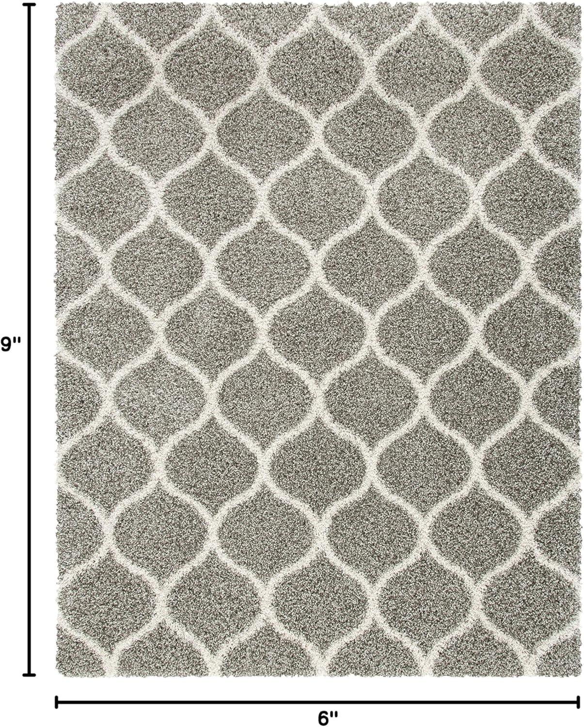 image:imageSAFAVIEH Hudson Shag Collection Area Rug 53 x 76 Grey amp Ivory Moroccan Trellis Design NonShedding amp Easy Care 2inch Thick Ideal for High Traffic Areas in Living Room Bedroom SGH280BGreyIvory