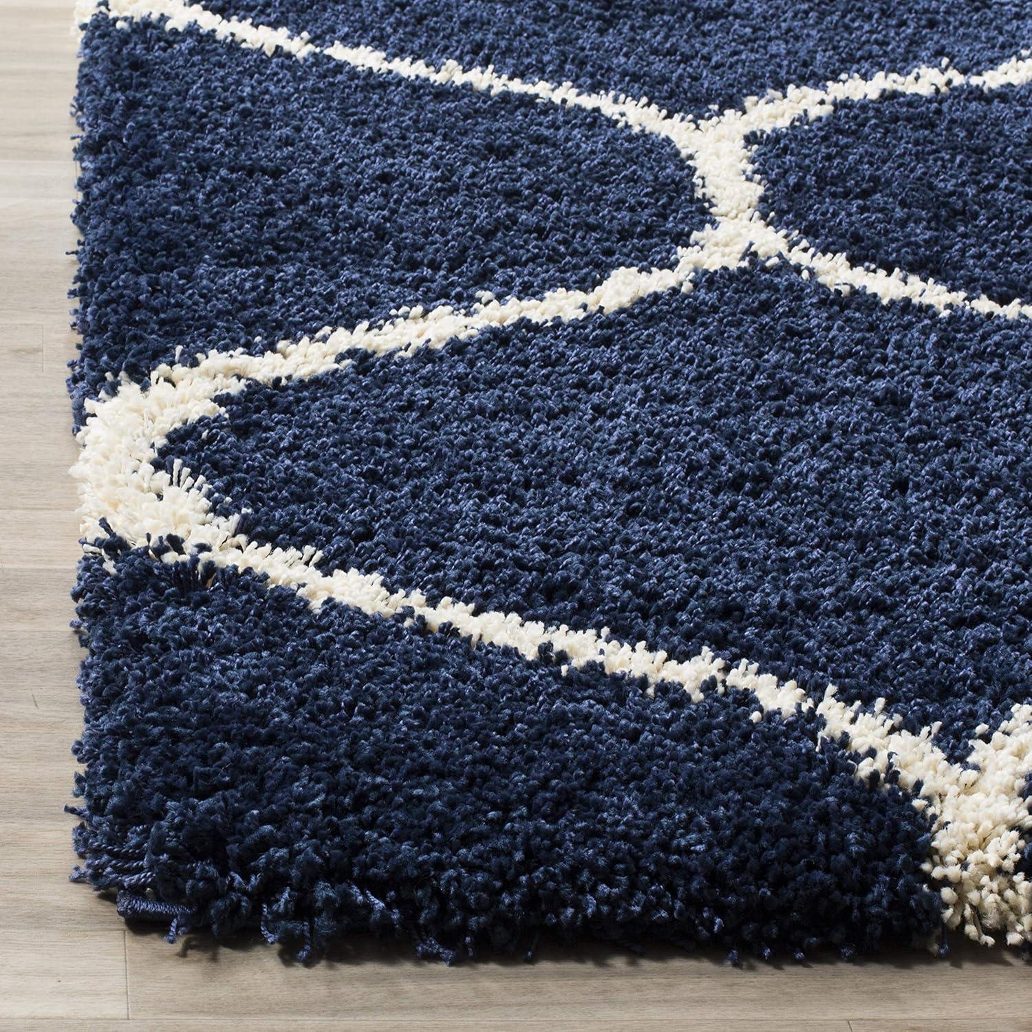 image:imageSAFAVIEH Hudson Shag Collection Area Rug 53 x 76 Grey amp Ivory Moroccan Trellis Design NonShedding amp Easy Care 2inch Thick Ideal for High Traffic Areas in Living Room Bedroom SGH280BNavyIvory