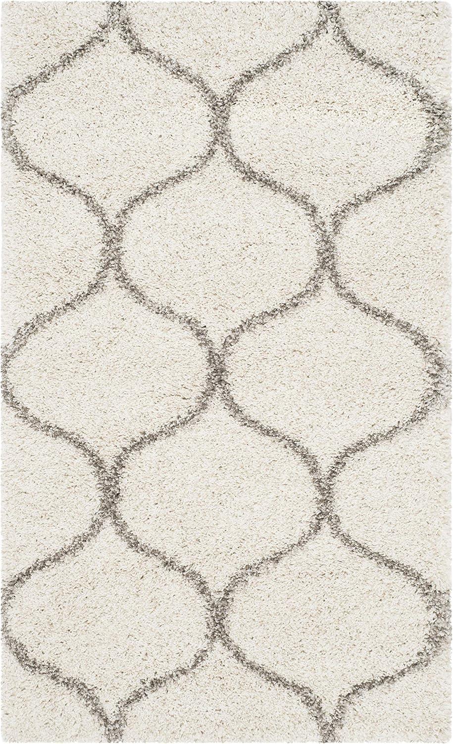 image:imageSAFAVIEH Hudson Shag Collection Area Rug 53 x 76 Grey amp Ivory Moroccan Trellis Design NonShedding amp Easy Care 2inch Thick Ideal for High Traffic Areas in Living Room Bedroom SGH280BIvoryGrey