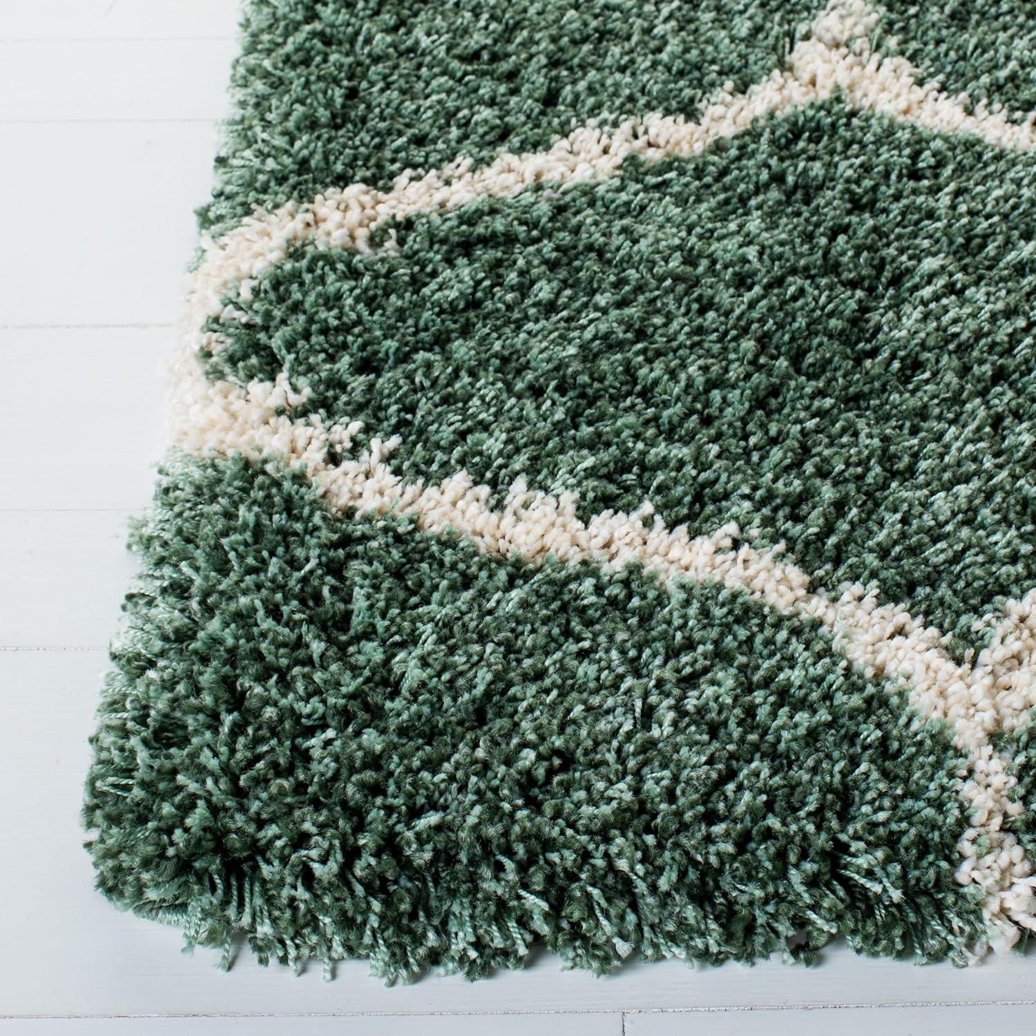 image:imageSAFAVIEH Hudson Shag Collection Area Rug 53 x 76 Grey amp Ivory Moroccan Trellis Design NonShedding amp Easy Care 2inch Thick Ideal for High Traffic Areas in Living Room Bedroom SGH280BLight GreenIvory