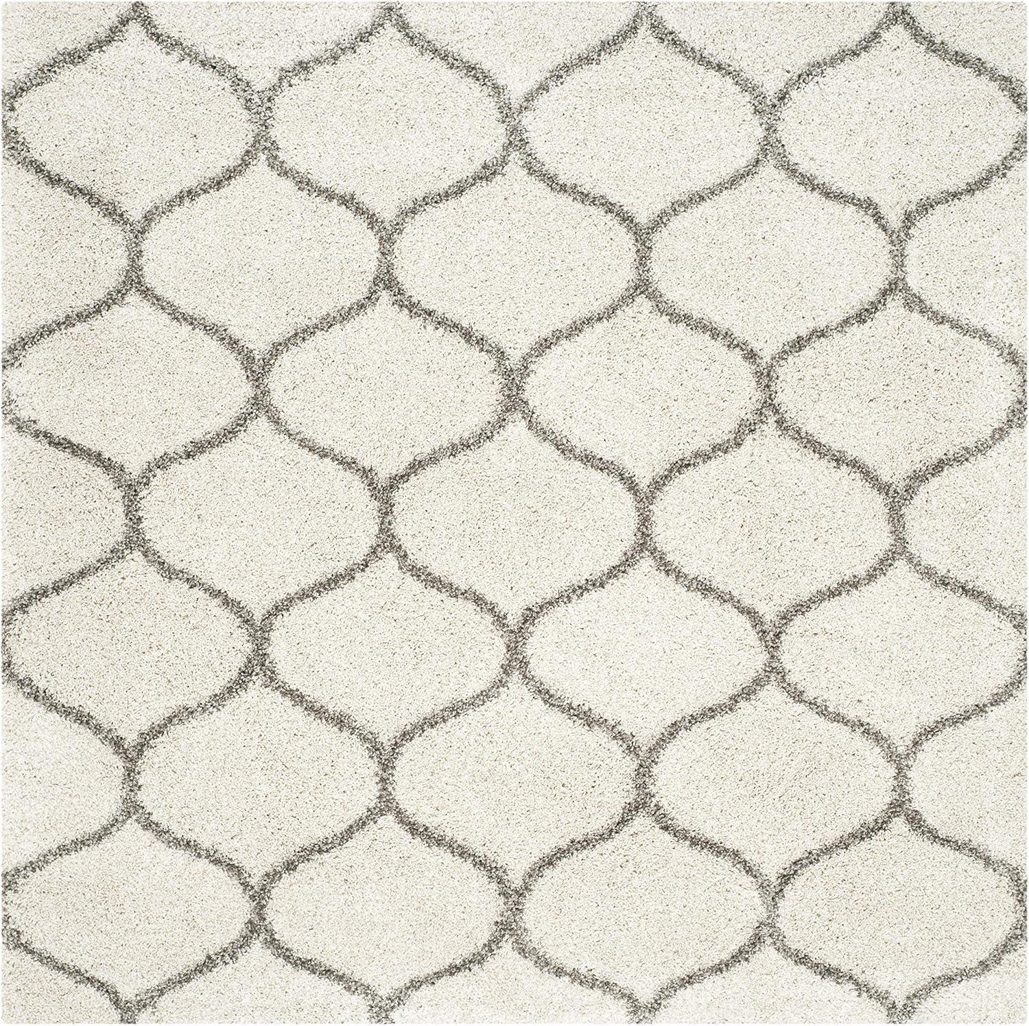 image:imageSAFAVIEH Hudson Shag Collection Area Rug 53 x 76 Grey amp Ivory Moroccan Trellis Design NonShedding amp Easy Care 2inch Thick Ideal for High Traffic Areas in Living Room Bedroom SGH280BIvoryGrey