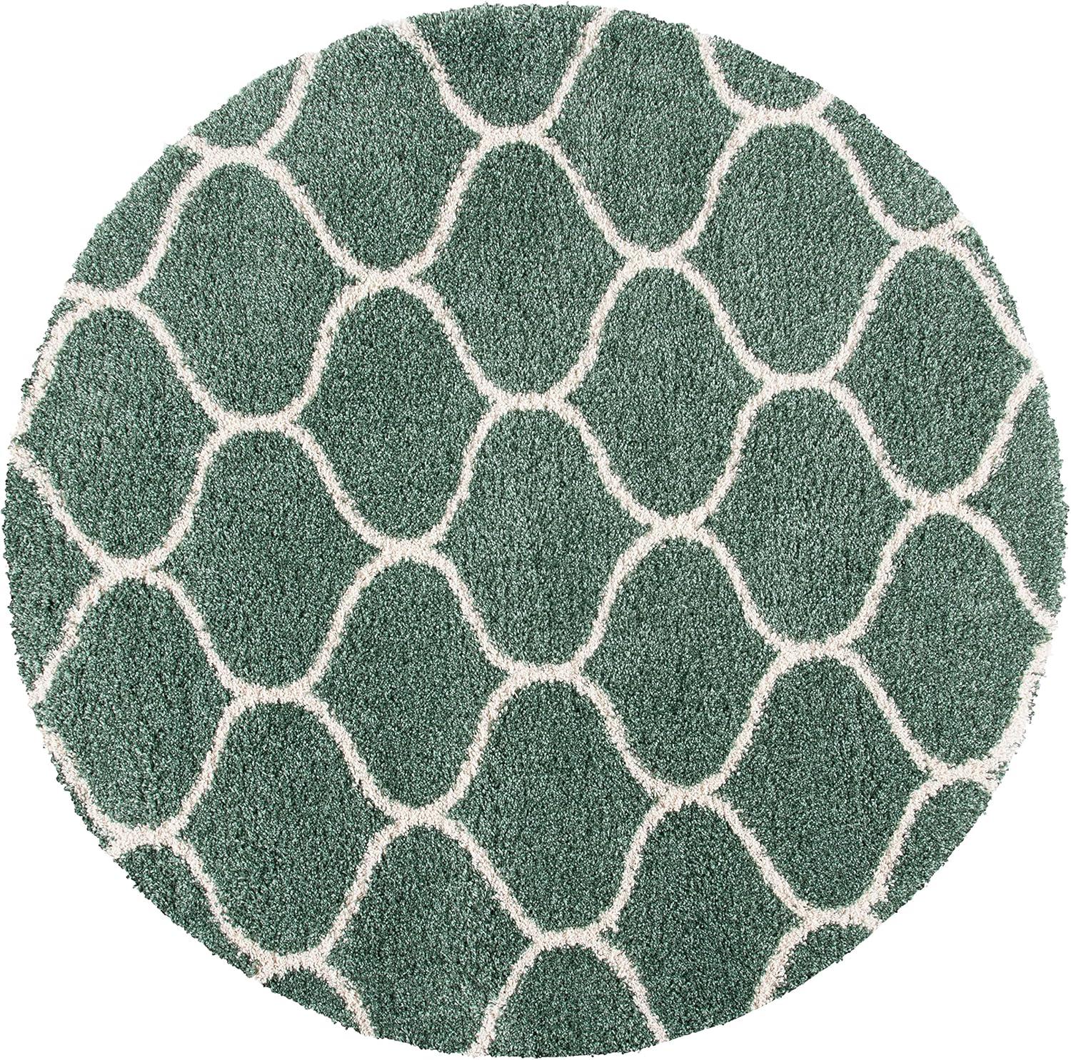 image:imageSAFAVIEH Hudson Shag Collection Area Rug 53 x 76 Grey amp Ivory Moroccan Trellis Design NonShedding amp Easy Care 2inch Thick Ideal for High Traffic Areas in Living Room Bedroom SGH280BLight GreenIvory