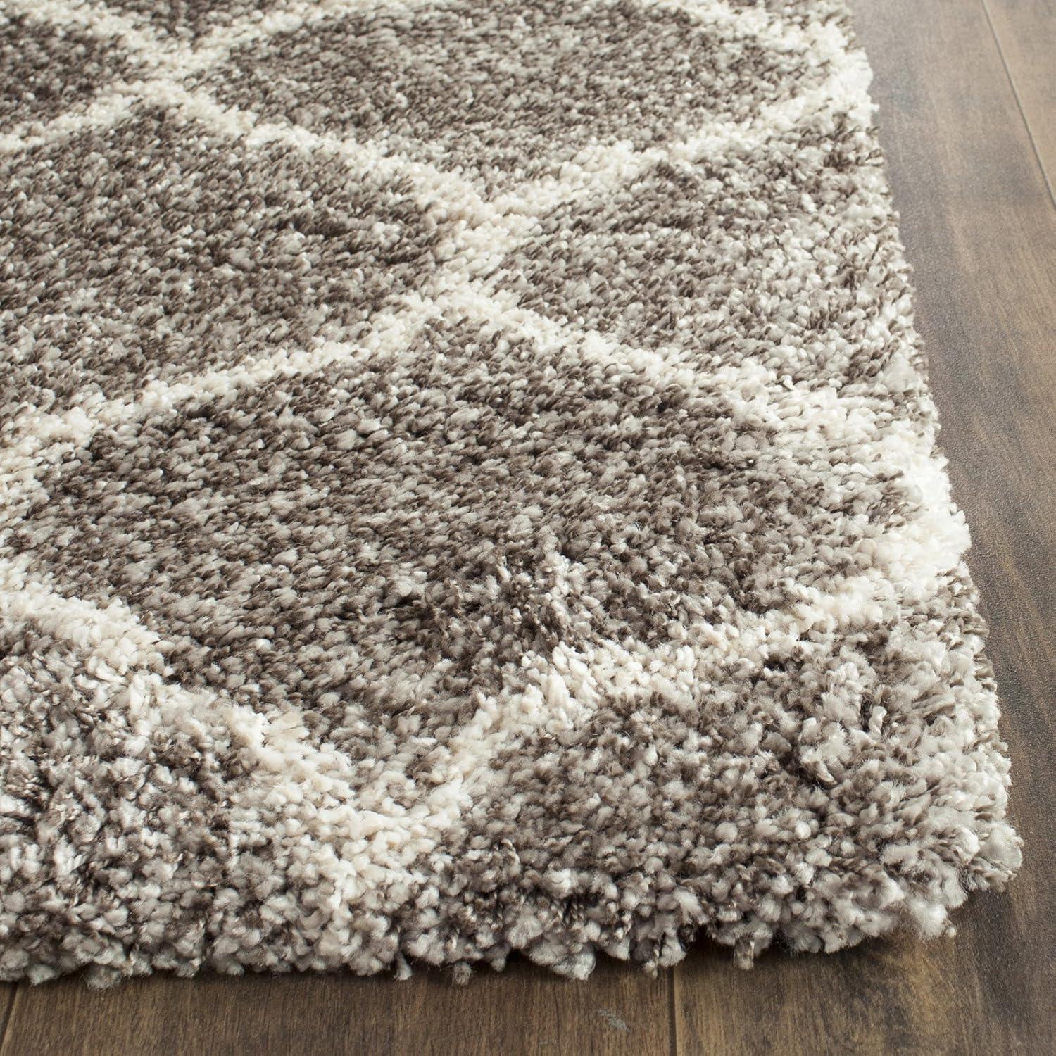 image:imageSAFAVIEH Hudson Shag Collection Area Rug 53 x 76 Grey amp Ivory Moroccan Trellis Design NonShedding amp Easy Care 2inch Thick Ideal for High Traffic Areas in Living Room Bedroom SGH280BNavyIvory