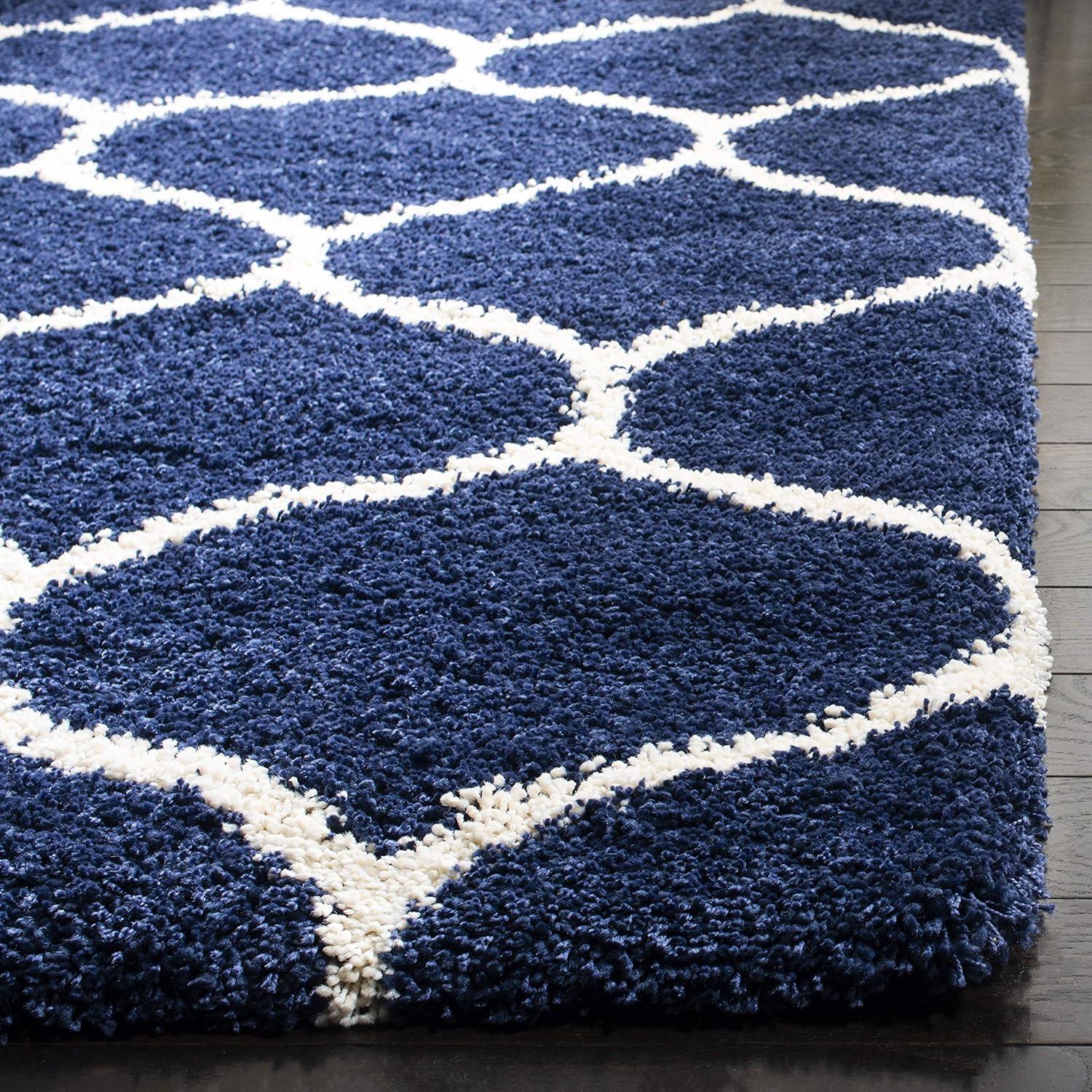 image:imageSAFAVIEH Hudson Shag Collection Area Rug 53 x 76 Grey amp Ivory Moroccan Trellis Design NonShedding amp Easy Care 2inch Thick Ideal for High Traffic Areas in Living Room Bedroom SGH280BNavyIvory
