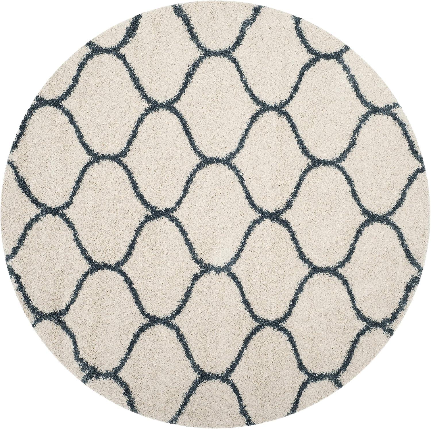 image:imageSAFAVIEH Hudson Shag Collection Area Rug 53 x 76 Grey amp Ivory Moroccan Trellis Design NonShedding amp Easy Care 2inch Thick Ideal for High Traffic Areas in Living Room Bedroom SGH280BIvorySteel Blue