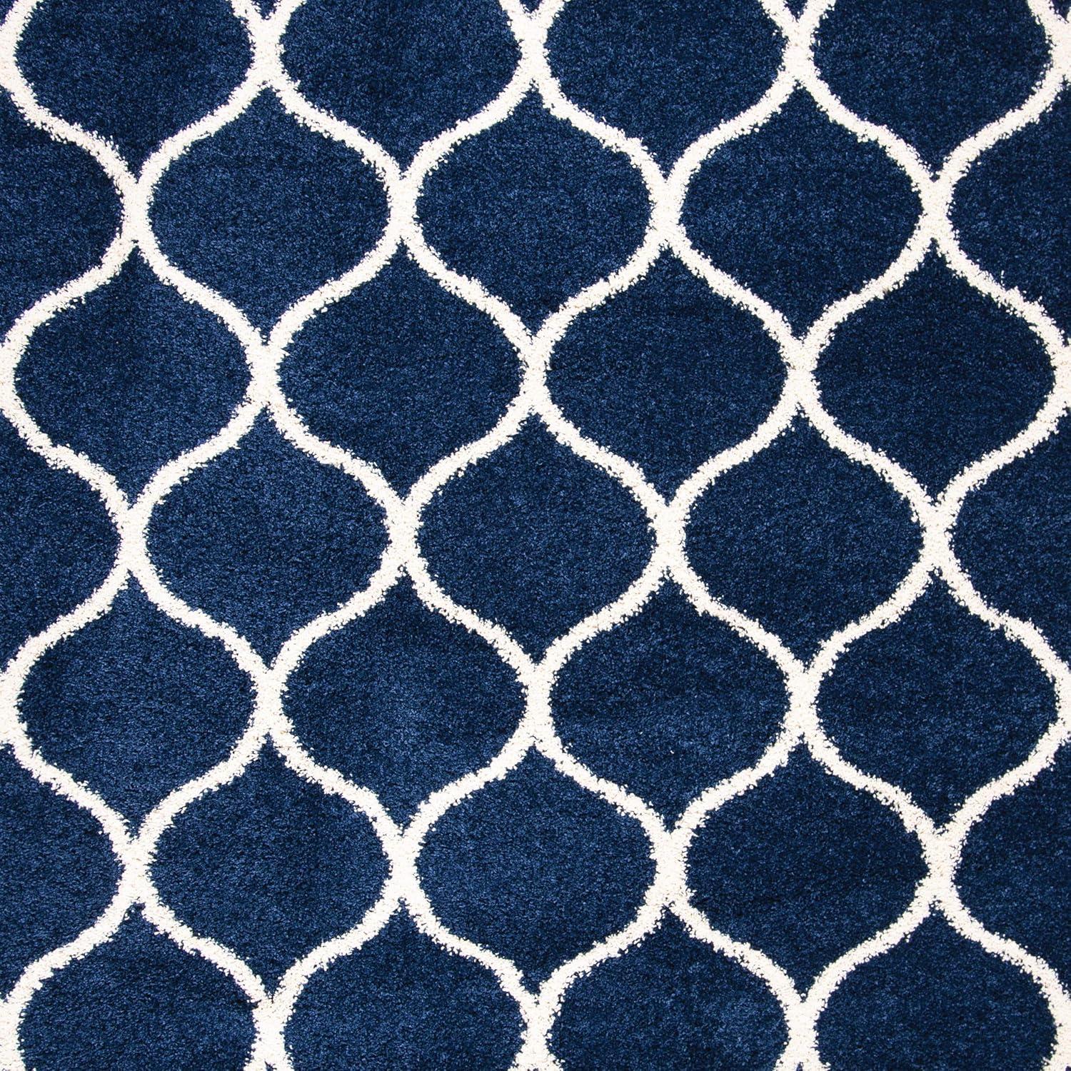 image:imageSAFAVIEH Hudson Shag Collection Area Rug 53 x 76 Grey amp Ivory Moroccan Trellis Design NonShedding amp Easy Care 2inch Thick Ideal for High Traffic Areas in Living Room Bedroom SGH280BNavyIvory
