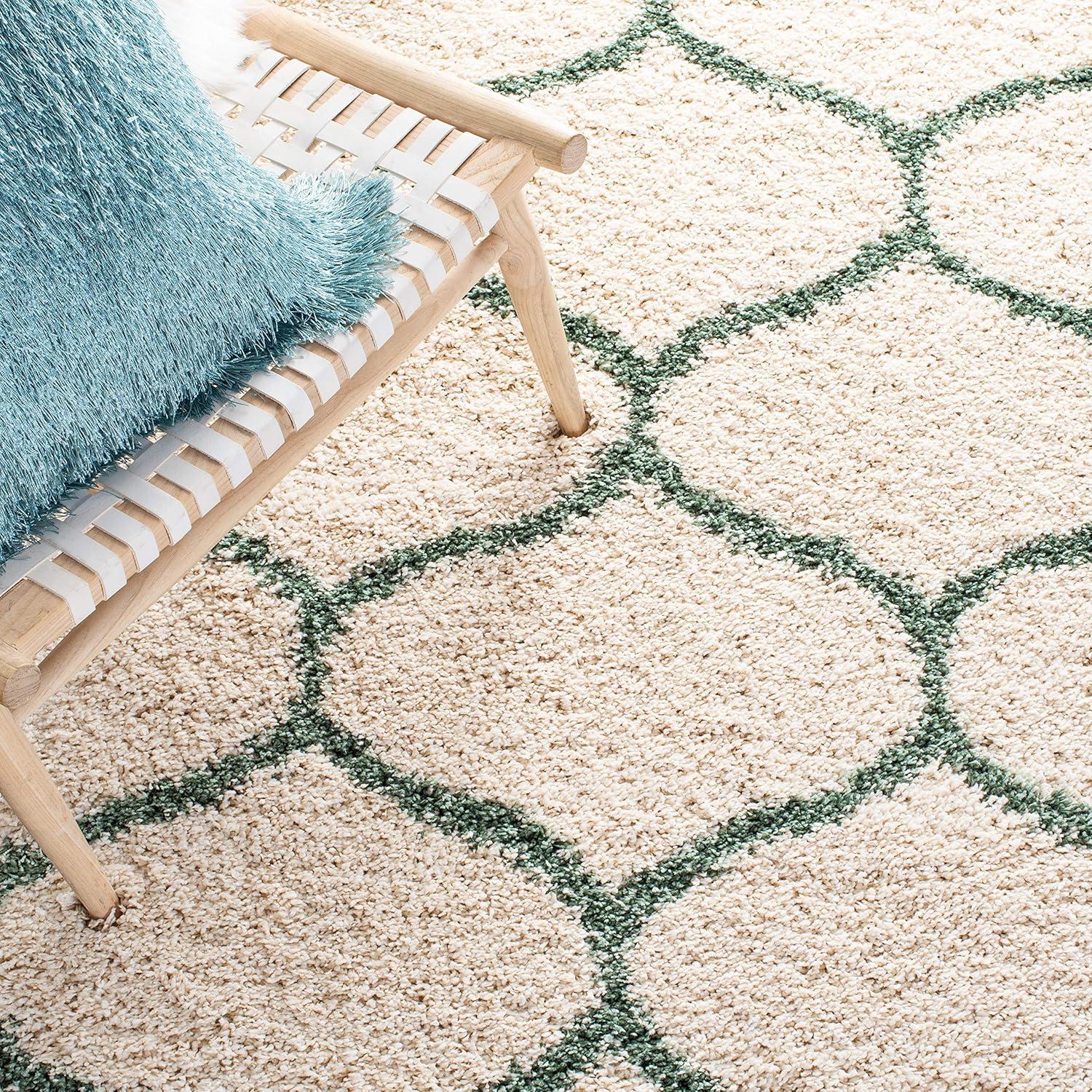 image:imageSAFAVIEH Hudson Shag Collection Area Rug 53 x 76 Grey amp Ivory Moroccan Trellis Design NonShedding amp Easy Care 2inch Thick Ideal for High Traffic Areas in Living Room Bedroom SGH280BIvoryGreen