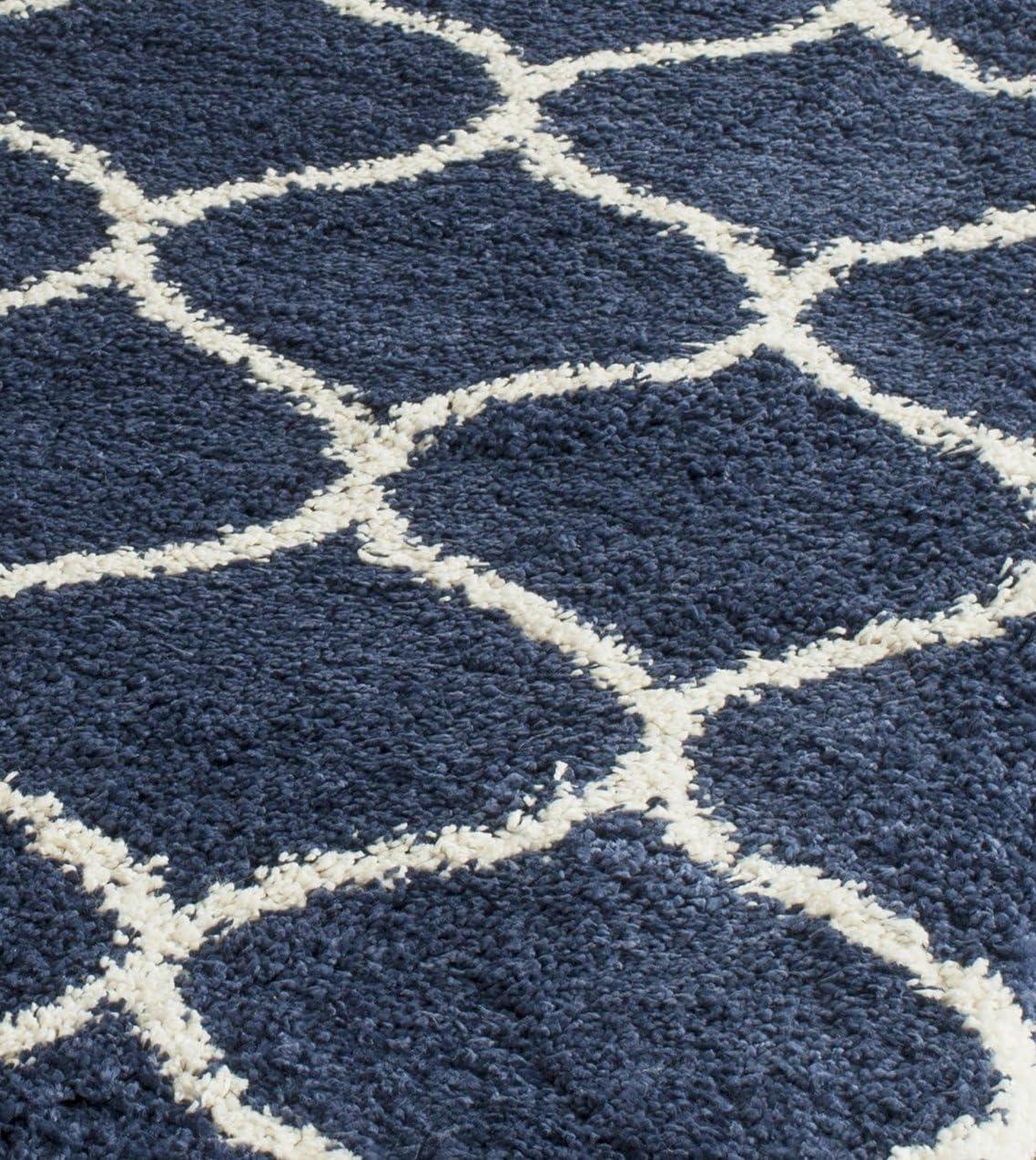 image:imageSAFAVIEH Hudson Shag Collection Area Rug 53 x 76 Grey amp Ivory Moroccan Trellis Design NonShedding amp Easy Care 2inch Thick Ideal for High Traffic Areas in Living Room Bedroom SGH280BNavyIvory