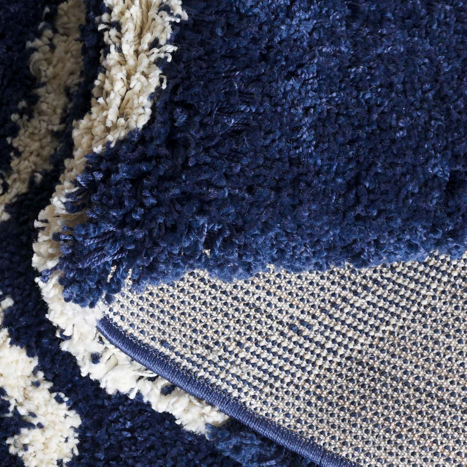 image:imageSAFAVIEH Hudson Shag Collection Area Rug 53 x 76 Grey amp Ivory Moroccan Trellis Design NonShedding amp Easy Care 2inch Thick Ideal for High Traffic Areas in Living Room Bedroom SGH280BNavyIvory