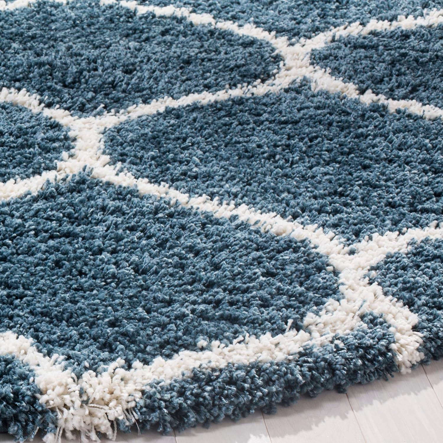 image:imageSAFAVIEH Hudson Shag Collection Area Rug 53 x 76 Grey amp Ivory Moroccan Trellis Design NonShedding amp Easy Care 2inch Thick Ideal for High Traffic Areas in Living Room Bedroom SGH280BSlate BlueIvory