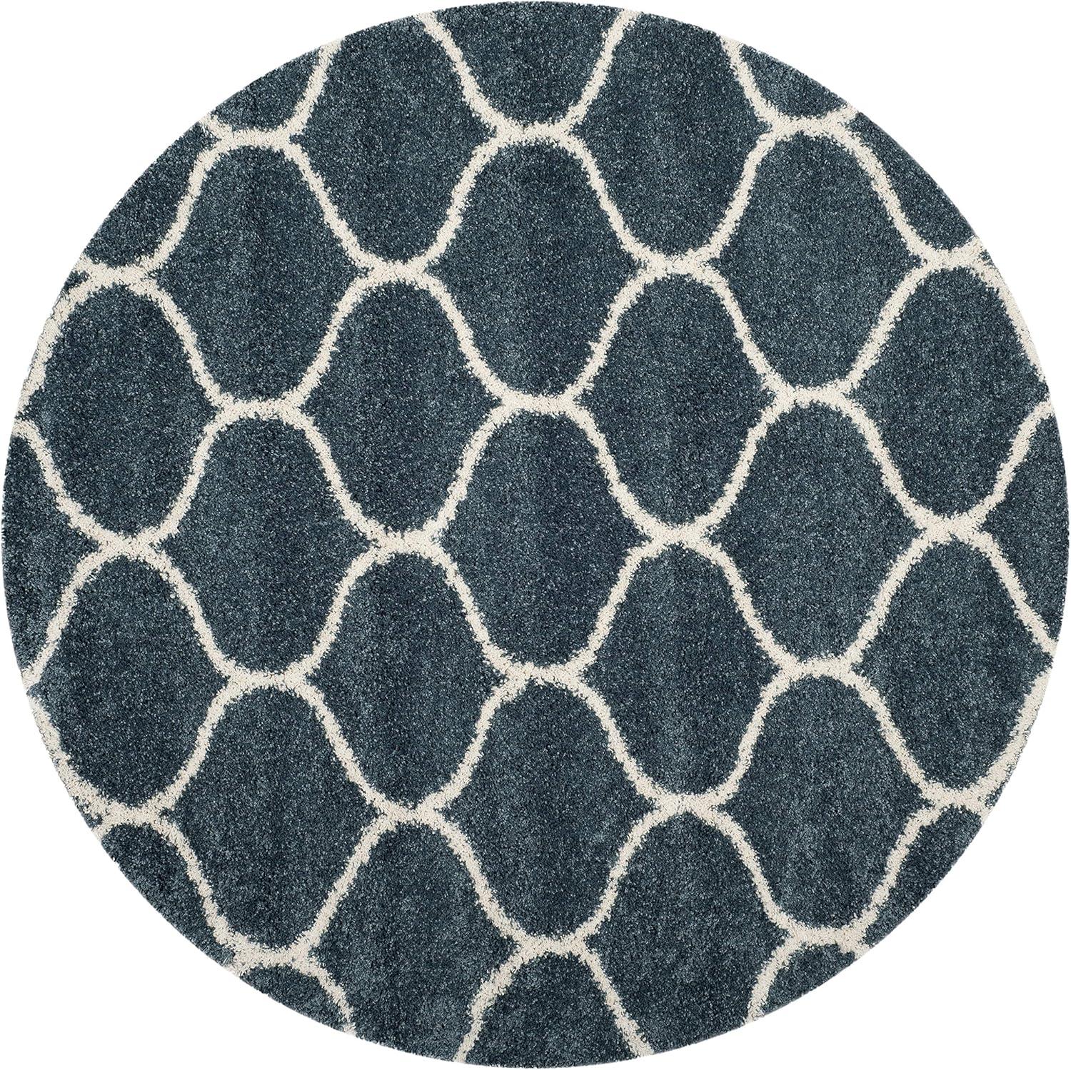 image:imageSAFAVIEH Hudson Shag Collection Area Rug 53 x 76 Grey amp Ivory Moroccan Trellis Design NonShedding amp Easy Care 2inch Thick Ideal for High Traffic Areas in Living Room Bedroom SGH280BSlate BlueIvory