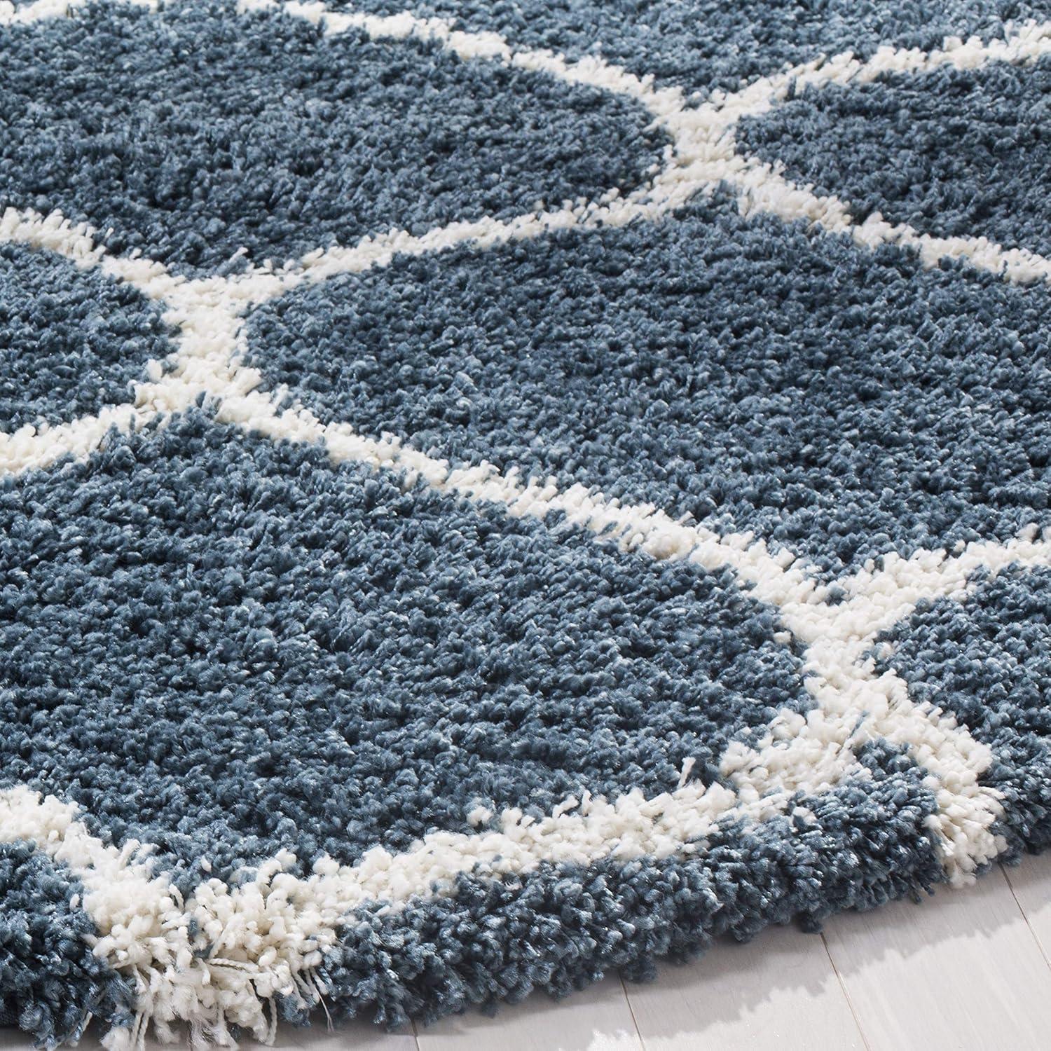 image:imageSAFAVIEH Hudson Shag Collection Area Rug 53 x 76 Grey amp Ivory Moroccan Trellis Design NonShedding amp Easy Care 2inch Thick Ideal for High Traffic Areas in Living Room Bedroom SGH280BSlate BlueIvory