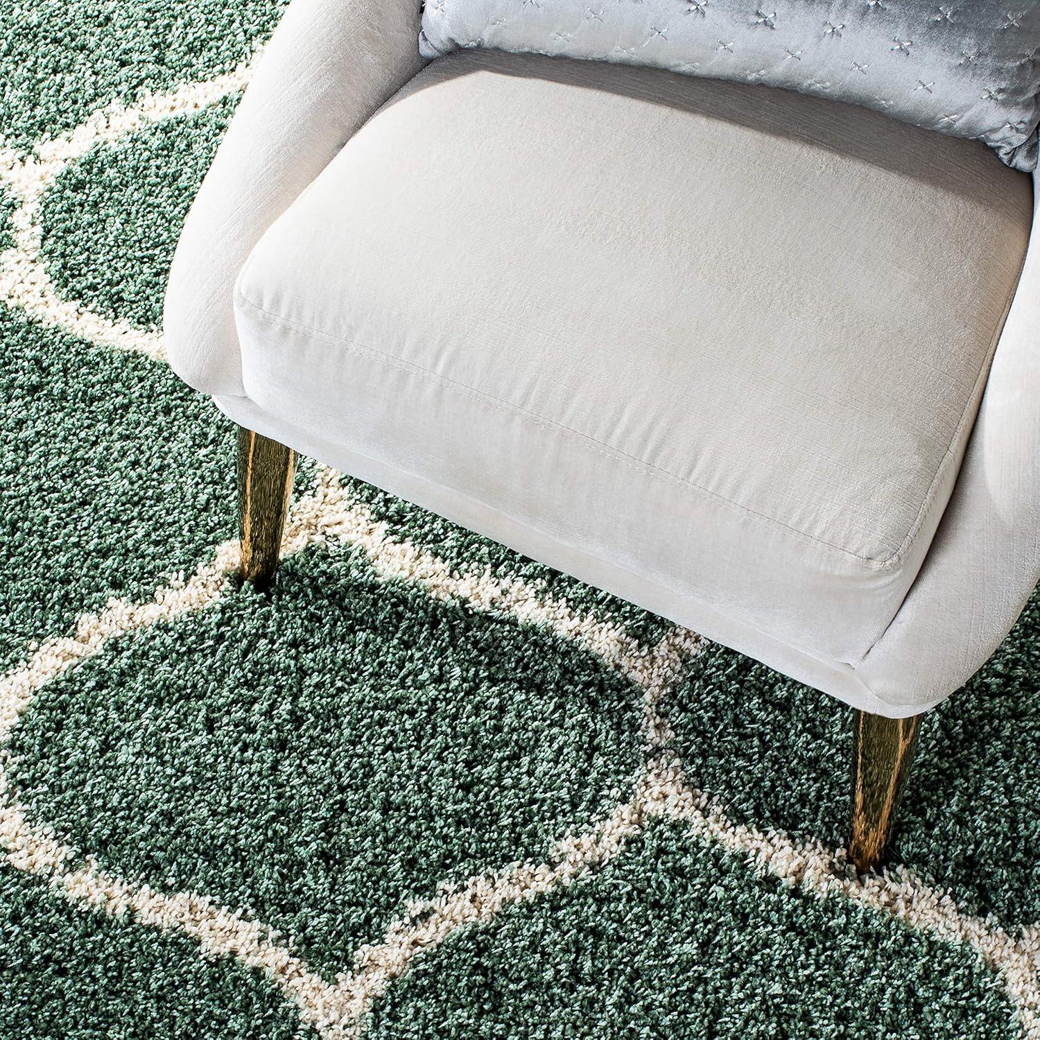 image:imageSAFAVIEH Hudson Shag Collection Area Rug 53 x 76 Grey amp Ivory Moroccan Trellis Design NonShedding amp Easy Care 2inch Thick Ideal for High Traffic Areas in Living Room Bedroom SGH280BLight GreenIvory