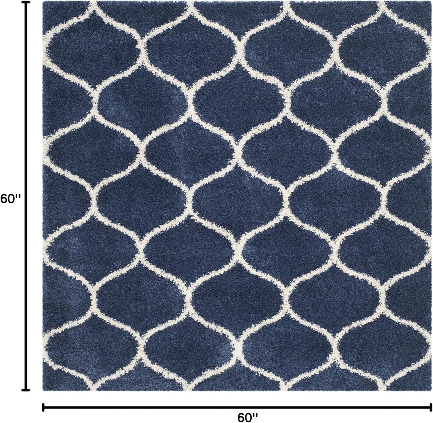 image:imageSAFAVIEH Hudson Shag Collection Area Rug 53 x 76 Grey amp Ivory Moroccan Trellis Design NonShedding amp Easy Care 2inch Thick Ideal for High Traffic Areas in Living Room Bedroom SGH280BNavyIvory