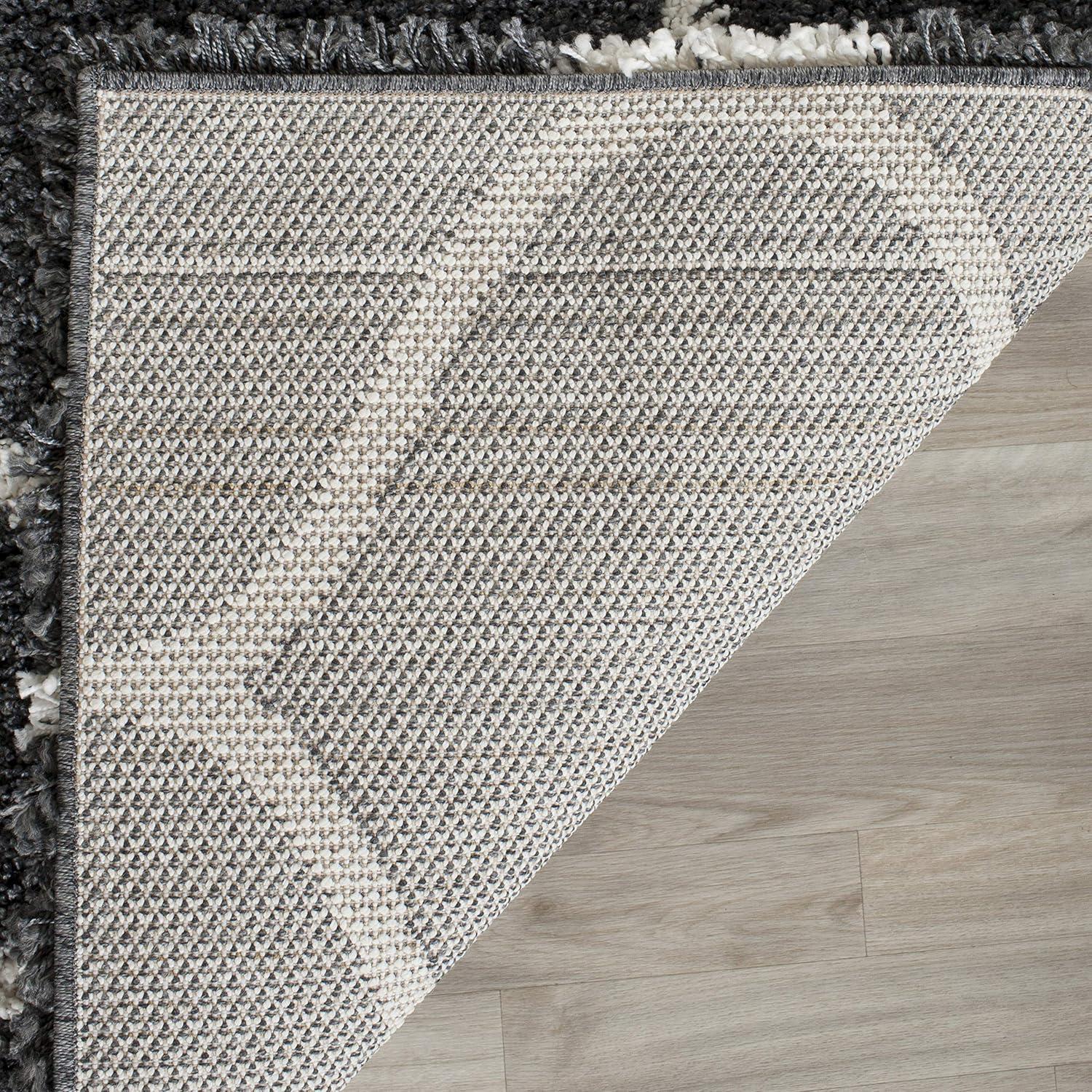 image:imageSAFAVIEH Hudson Shag Collection Area Rug 53 x 76 Grey amp Ivory Moroccan Trellis Design NonShedding amp Easy Care 2inch Thick Ideal for High Traffic Areas in Living Room Bedroom SGH280BDark GreyIvory