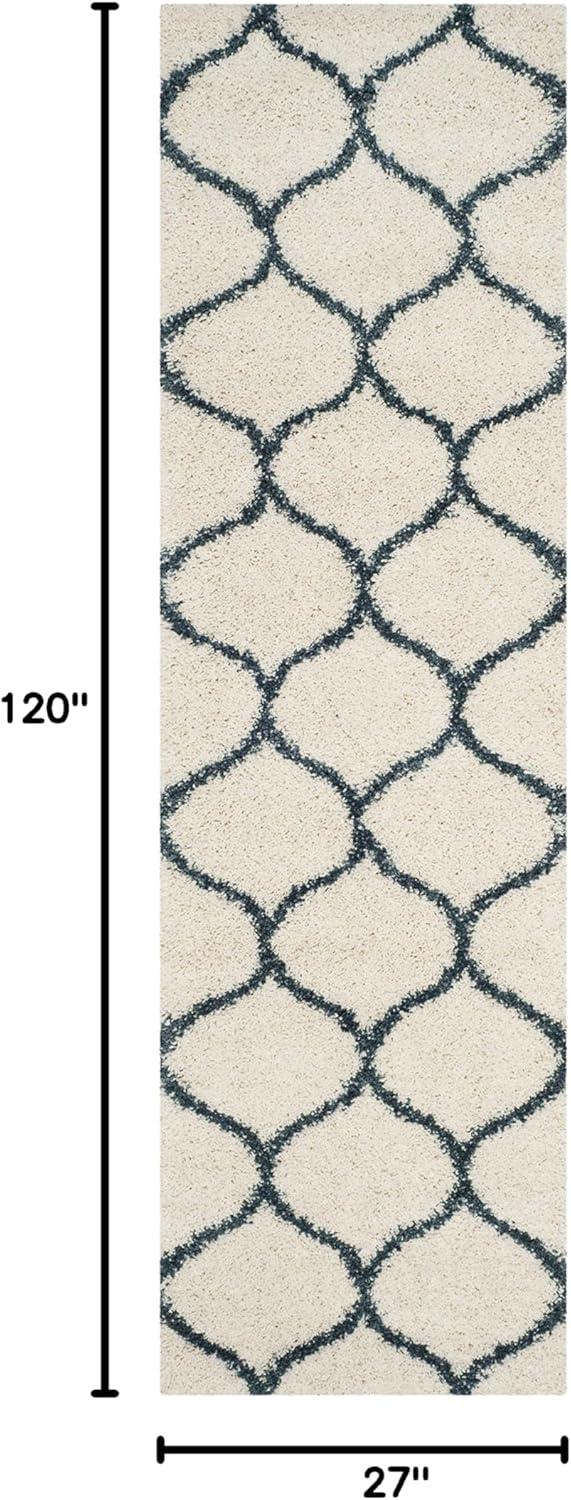 image:imageSAFAVIEH Hudson Shag Collection Area Rug 53 x 76 Grey amp Ivory Moroccan Trellis Design NonShedding amp Easy Care 2inch Thick Ideal for High Traffic Areas in Living Room Bedroom SGH280BIvorySteel Blue