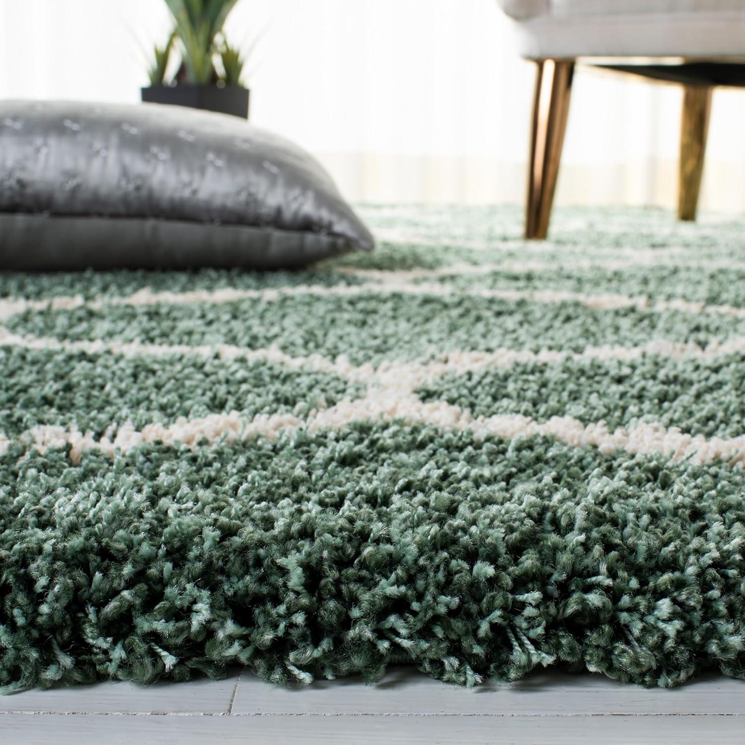 image:imageSAFAVIEH Hudson Shag Collection Area Rug 53 x 76 Grey amp Ivory Moroccan Trellis Design NonShedding amp Easy Care 2inch Thick Ideal for High Traffic Areas in Living Room Bedroom SGH280BLight GreenIvory