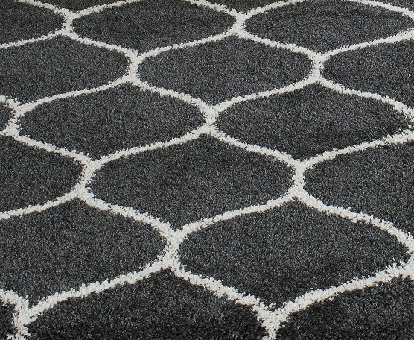 image:imageSAFAVIEH Hudson Shag Collection Area Rug 53 x 76 Grey amp Ivory Moroccan Trellis Design NonShedding amp Easy Care 2inch Thick Ideal for High Traffic Areas in Living Room Bedroom SGH280BDark GreyIvory