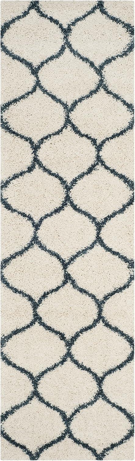 image:imageSAFAVIEH Hudson Shag Collection Area Rug 53 x 76 Grey amp Ivory Moroccan Trellis Design NonShedding amp Easy Care 2inch Thick Ideal for High Traffic Areas in Living Room Bedroom SGH280BIvorySteel Blue