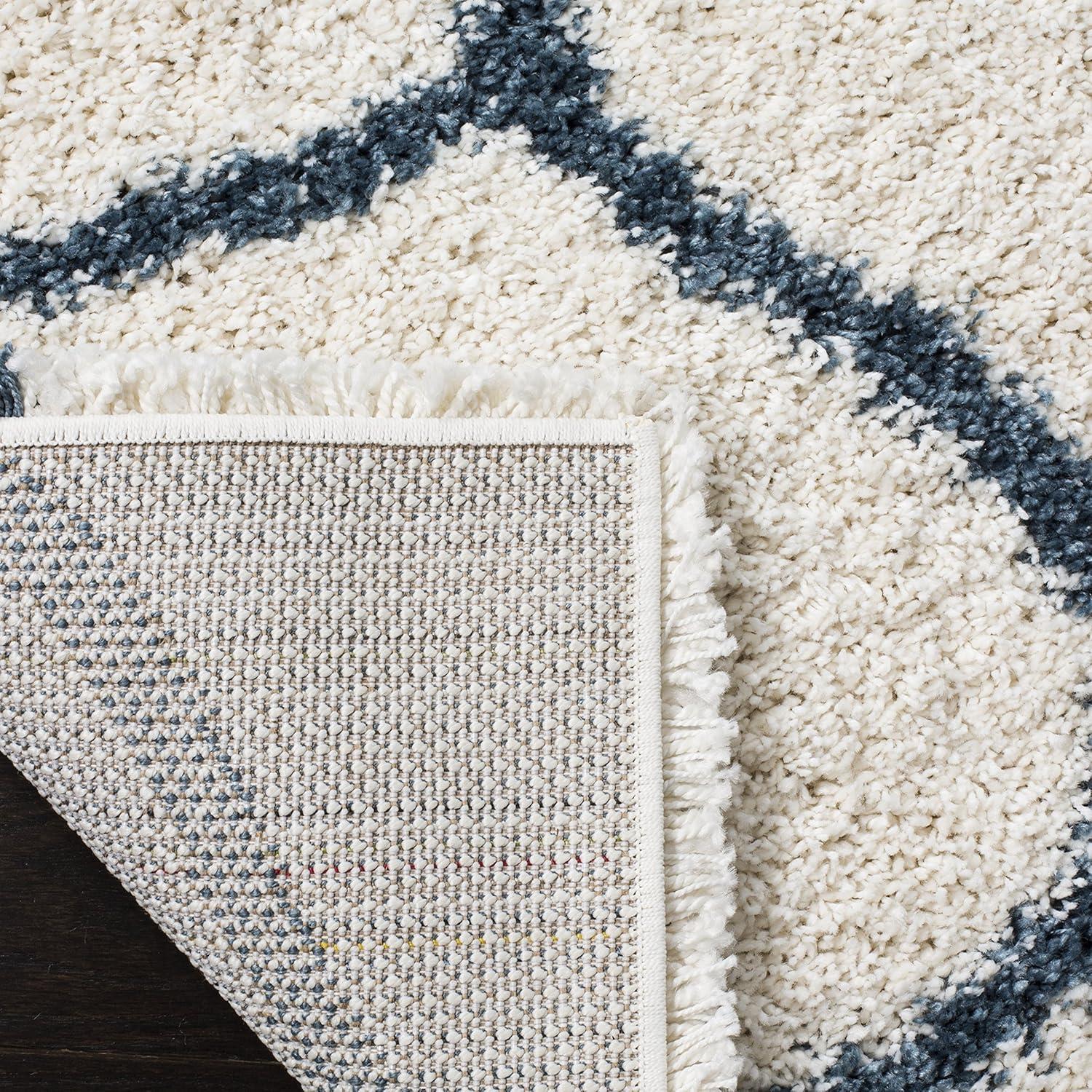 image:imageSAFAVIEH Hudson Shag Collection Area Rug 53 x 76 Grey amp Ivory Moroccan Trellis Design NonShedding amp Easy Care 2inch Thick Ideal for High Traffic Areas in Living Room Bedroom SGH280BIvorySteel Blue