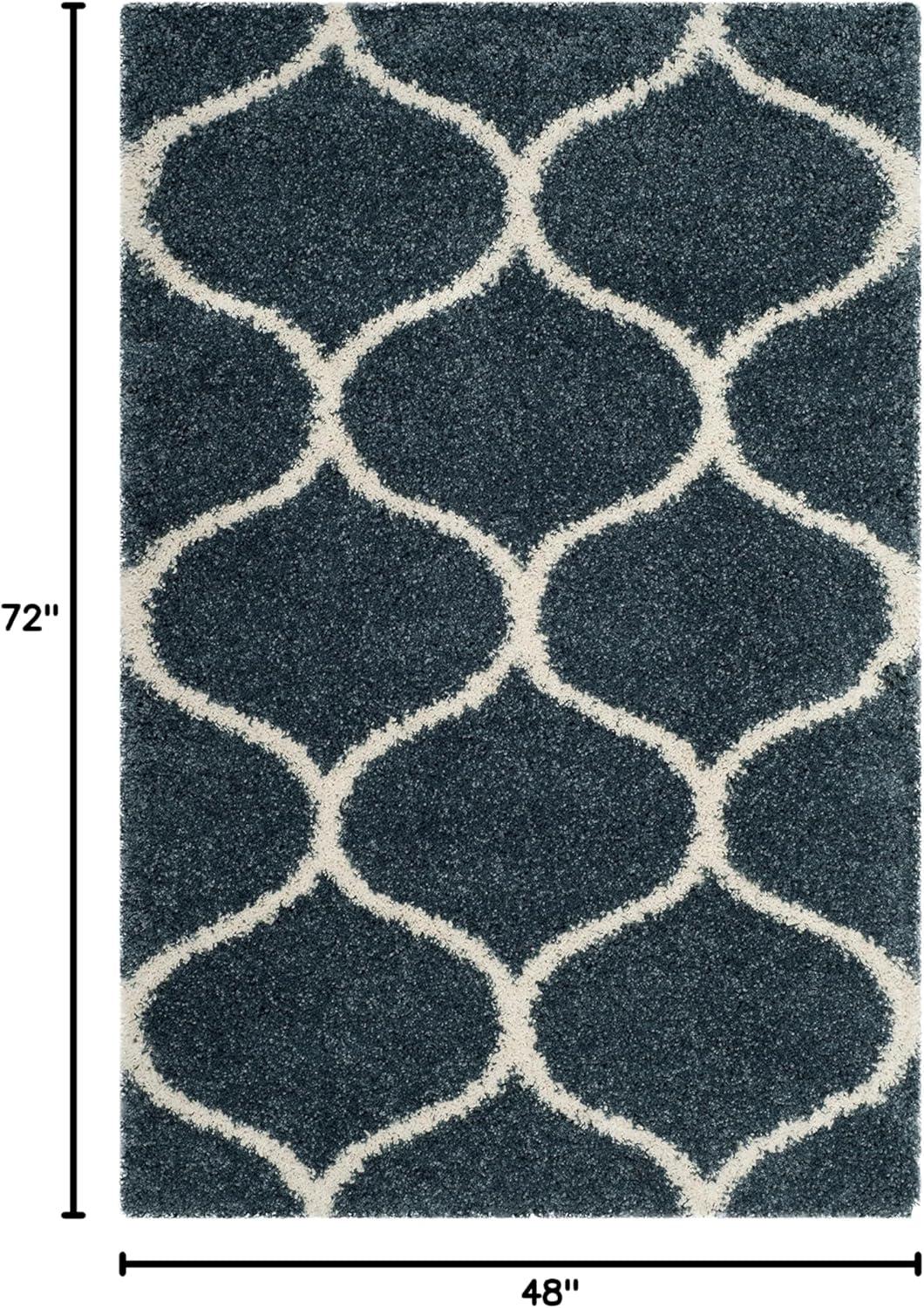 image:imageSAFAVIEH Hudson Shag Collection Area Rug 53 x 76 Grey amp Ivory Moroccan Trellis Design NonShedding amp Easy Care 2inch Thick Ideal for High Traffic Areas in Living Room Bedroom SGH280BSlate BlueIvory