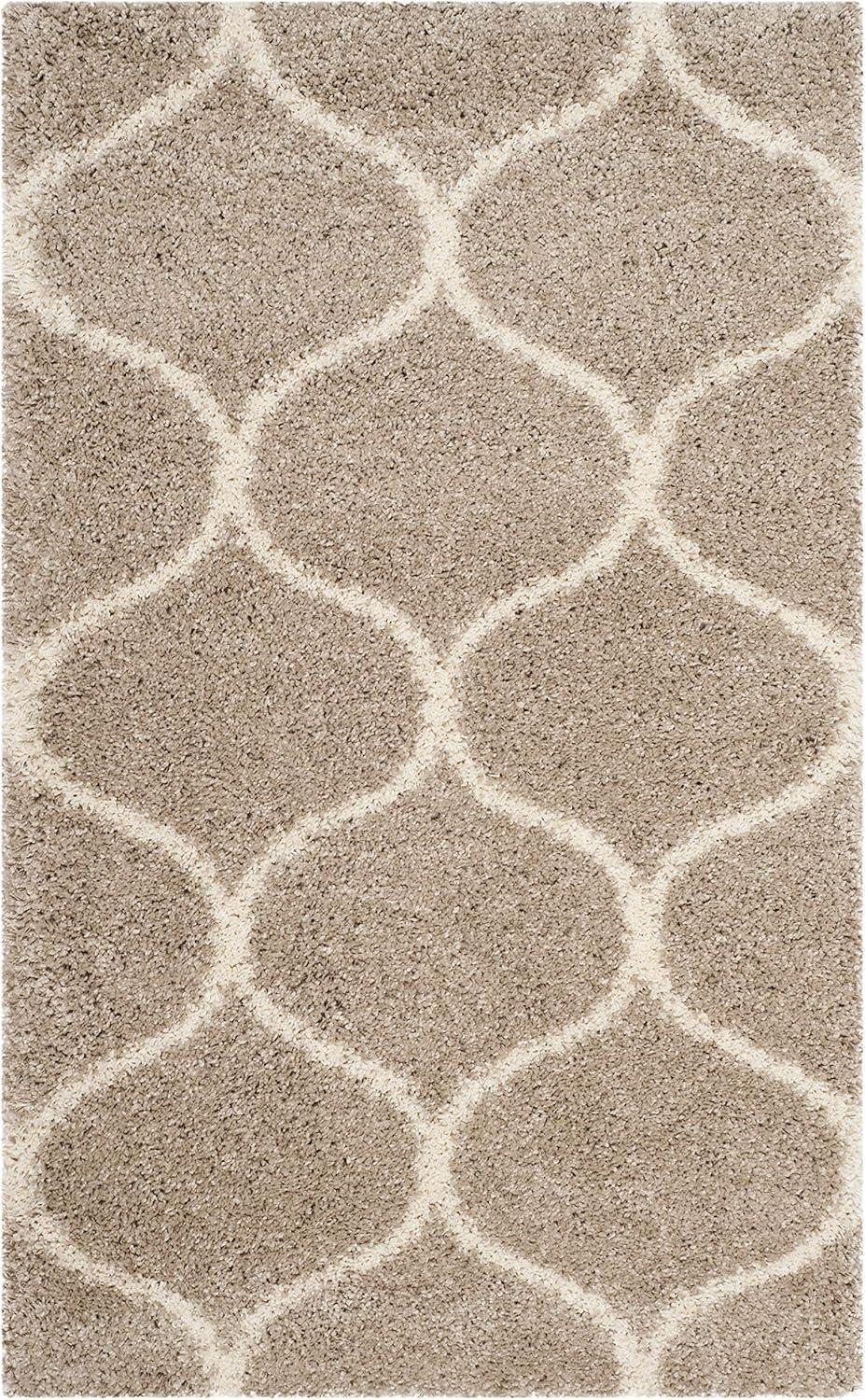 image:imageSAFAVIEH Hudson Shag Collection Area Rug 53 x 76 Grey amp Ivory Moroccan Trellis Design NonShedding amp Easy Care 2inch Thick Ideal for High Traffic Areas in Living Room Bedroom SGH280BBeigeIvory