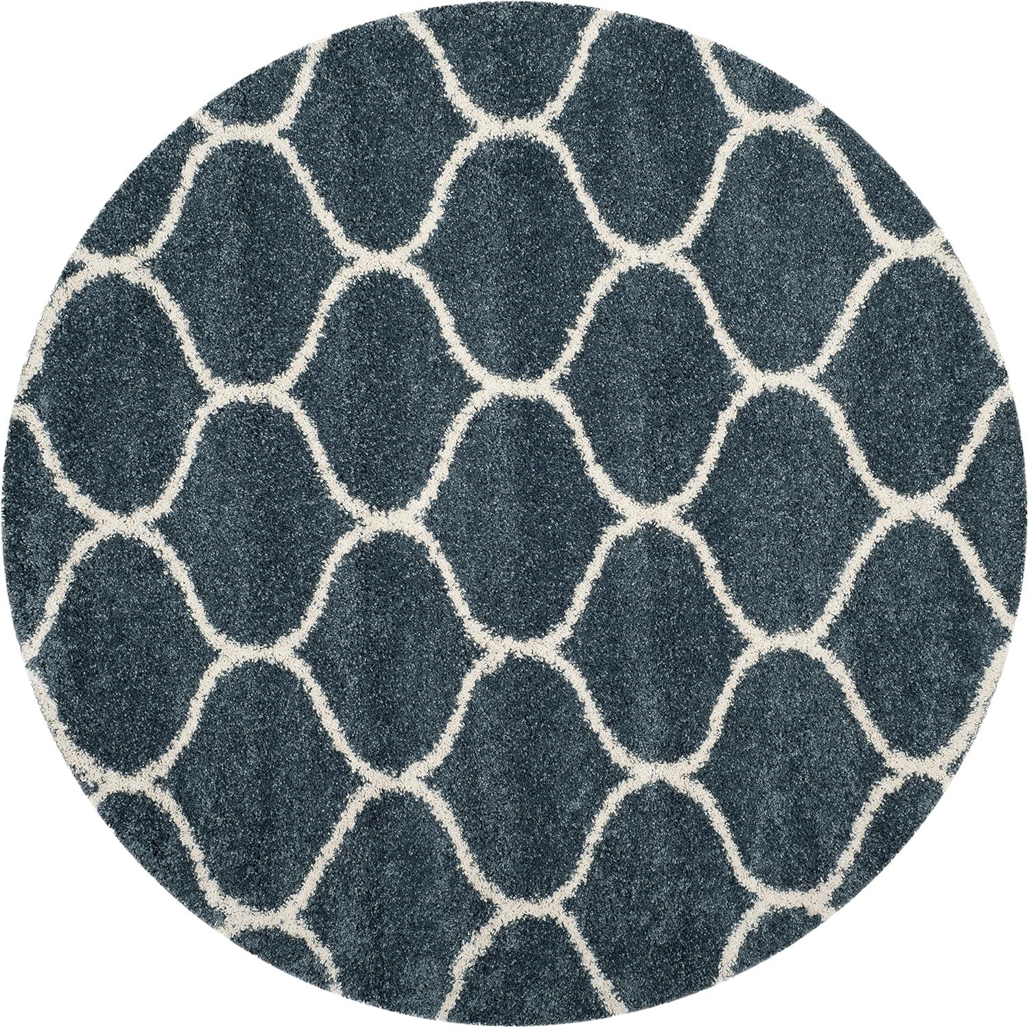 image:imageSAFAVIEH Hudson Shag Collection Area Rug 53 x 76 Grey amp Ivory Moroccan Trellis Design NonShedding amp Easy Care 2inch Thick Ideal for High Traffic Areas in Living Room Bedroom SGH280BSlate BlueIvory