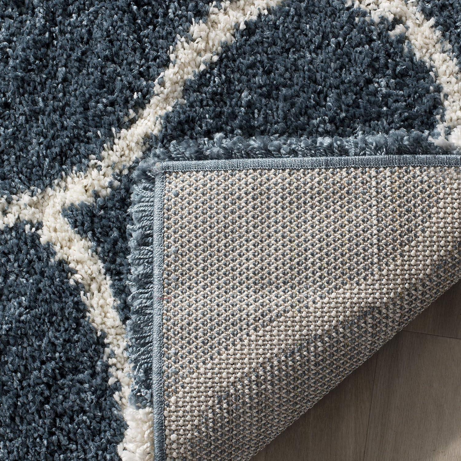 image:imageSAFAVIEH Hudson Shag Collection Area Rug 53 x 76 Grey amp Ivory Moroccan Trellis Design NonShedding amp Easy Care 2inch Thick Ideal for High Traffic Areas in Living Room Bedroom SGH280BSlate BlueIvory