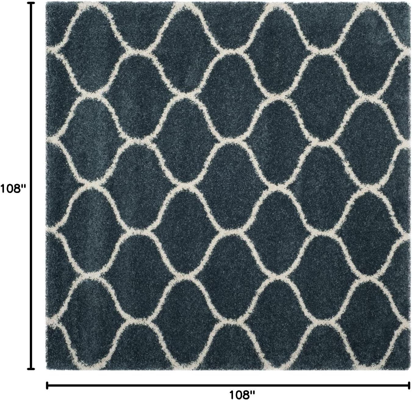 image:imageSAFAVIEH Hudson Shag Collection Area Rug 53 x 76 Grey amp Ivory Moroccan Trellis Design NonShedding amp Easy Care 2inch Thick Ideal for High Traffic Areas in Living Room Bedroom SGH280BSlate BlueIvory