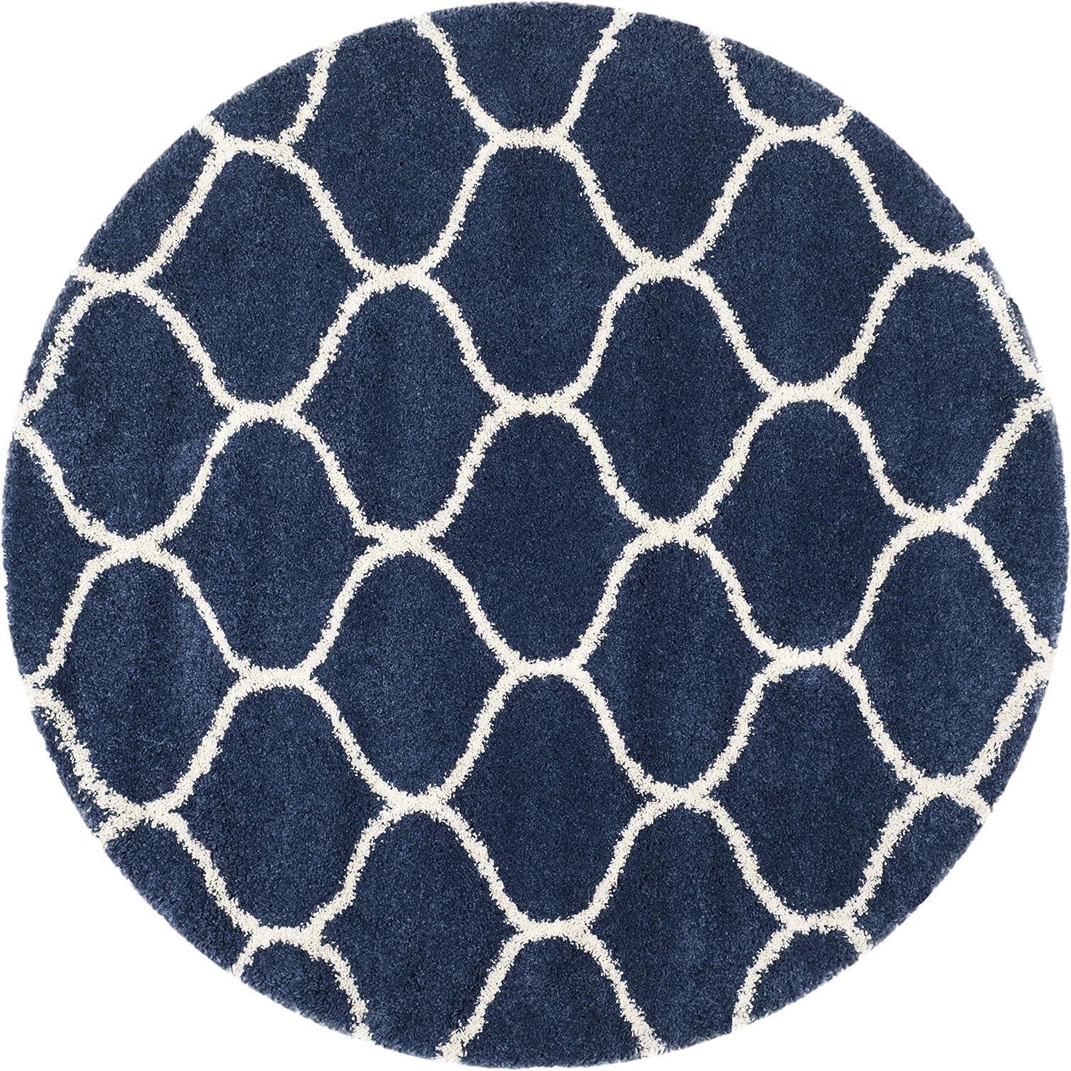 image:imageSAFAVIEH Hudson Shag Collection Area Rug 53 x 76 Grey amp Ivory Moroccan Trellis Design NonShedding amp Easy Care 2inch Thick Ideal for High Traffic Areas in Living Room Bedroom SGH280BNavyIvory