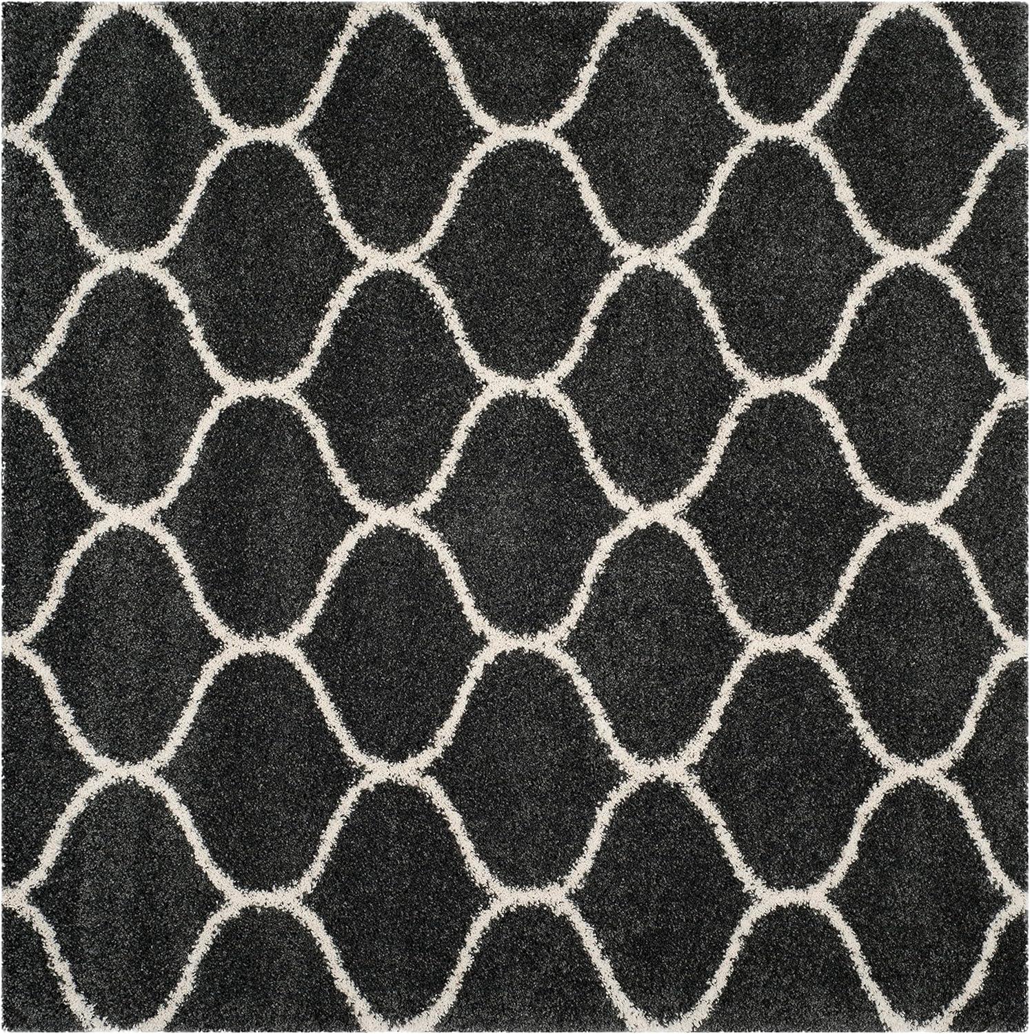 image:imageSAFAVIEH Hudson Shag Collection Area Rug 53 x 76 Grey amp Ivory Moroccan Trellis Design NonShedding amp Easy Care 2inch Thick Ideal for High Traffic Areas in Living Room Bedroom SGH280BDark GreyIvory