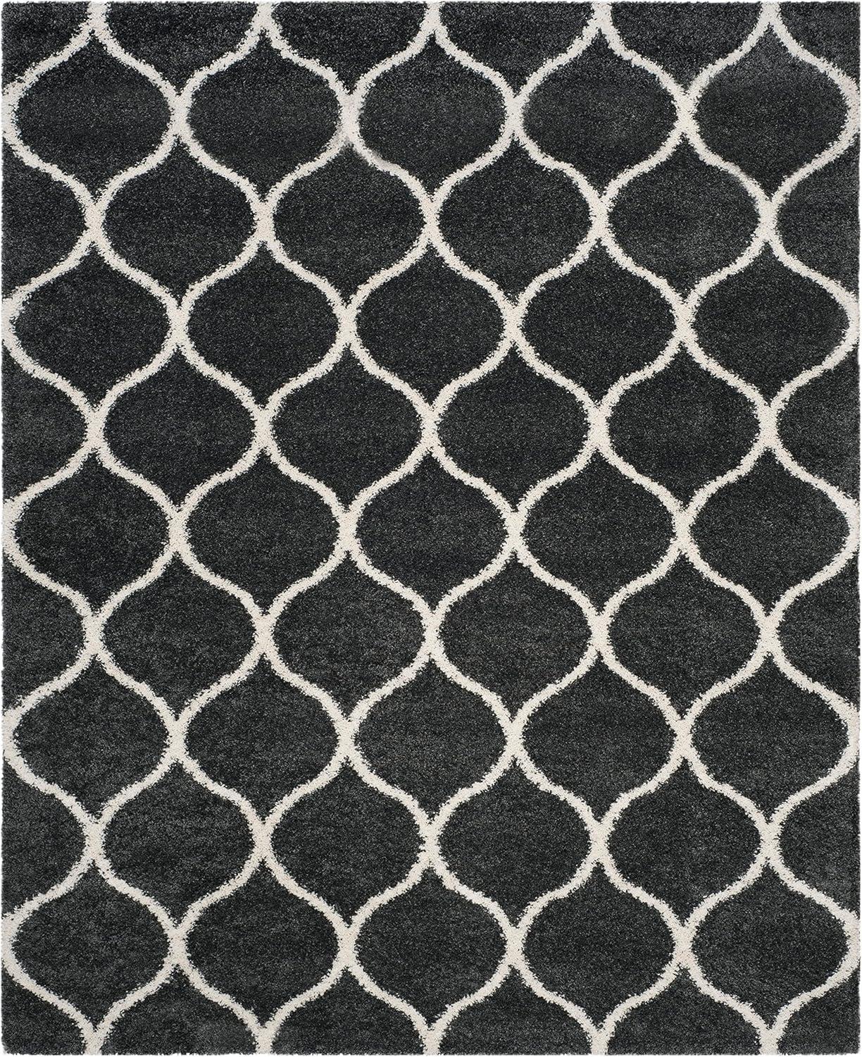 image:imageSAFAVIEH Hudson Shag Collection Area Rug 53 x 76 Grey amp Ivory Moroccan Trellis Design NonShedding amp Easy Care 2inch Thick Ideal for High Traffic Areas in Living Room Bedroom SGH280BDark GreyIvory