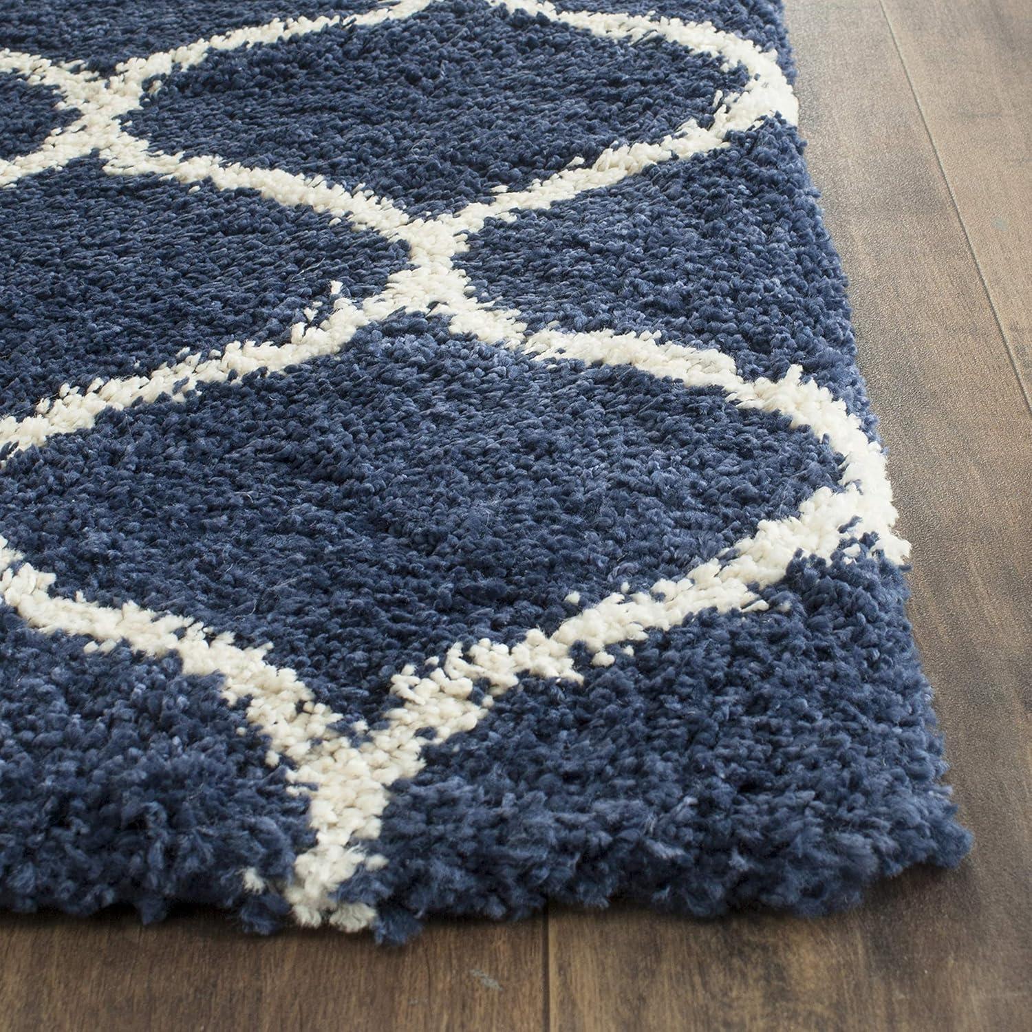 image:imageSAFAVIEH Hudson Shag Collection Area Rug 53 x 76 Grey amp Ivory Moroccan Trellis Design NonShedding amp Easy Care 2inch Thick Ideal for High Traffic Areas in Living Room Bedroom SGH280BNavyIvory
