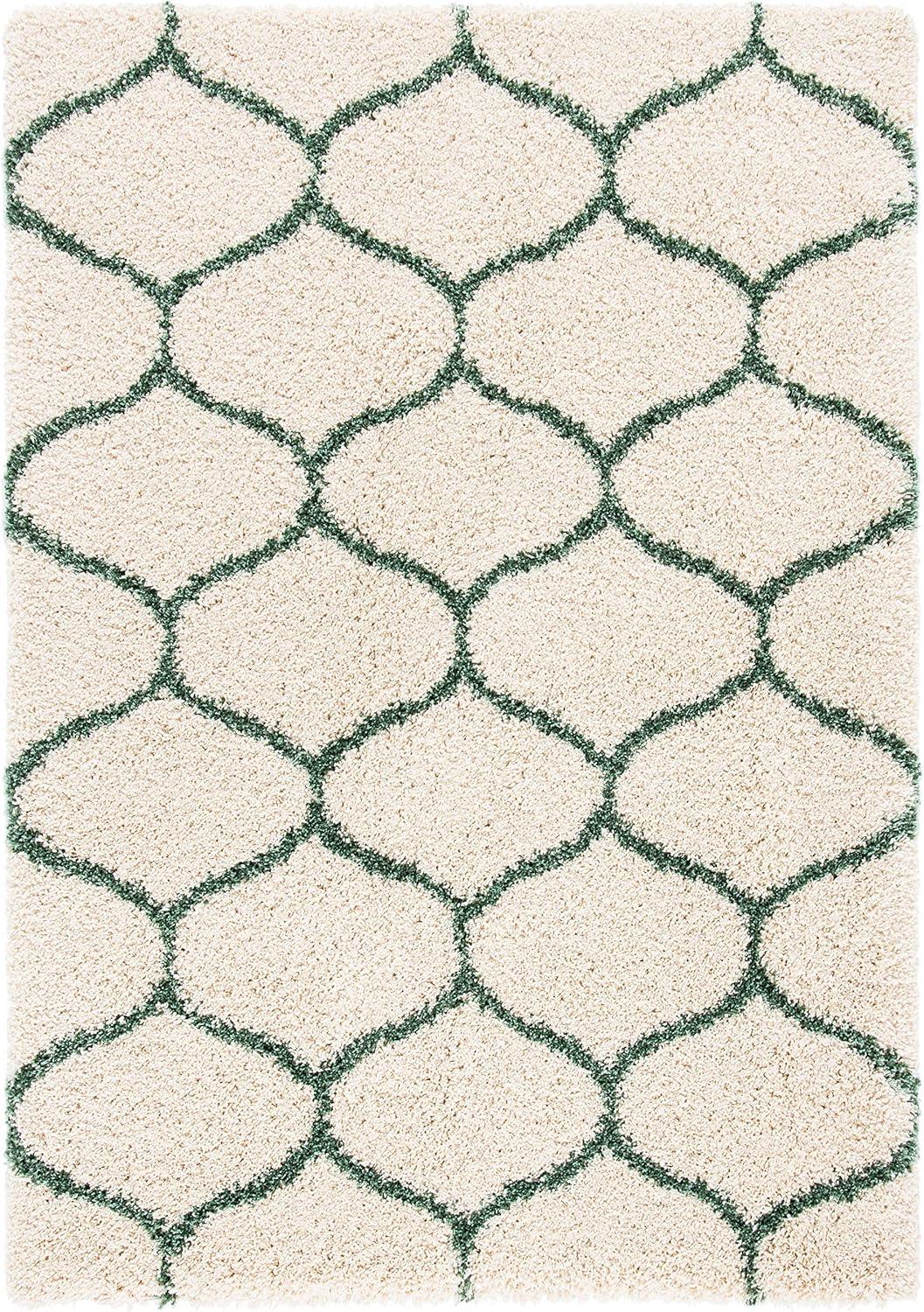 image:imageSAFAVIEH Hudson Shag Collection Area Rug 53 x 76 Grey amp Ivory Moroccan Trellis Design NonShedding amp Easy Care 2inch Thick Ideal for High Traffic Areas in Living Room Bedroom SGH280BIvoryGreen